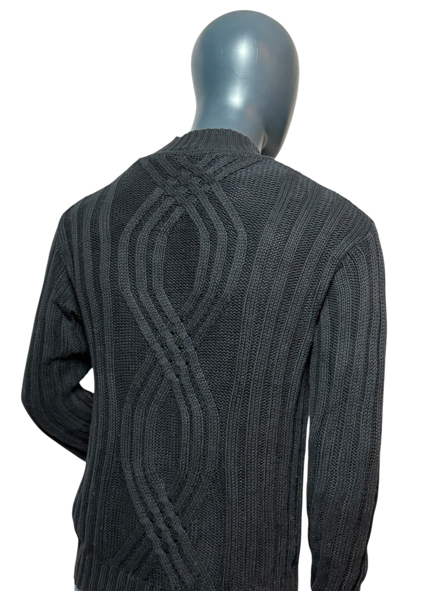 Vintage Harley-Davidson Strickpullover Schwarz, Cable Knit, Logo, Größe M, Biker Sweater