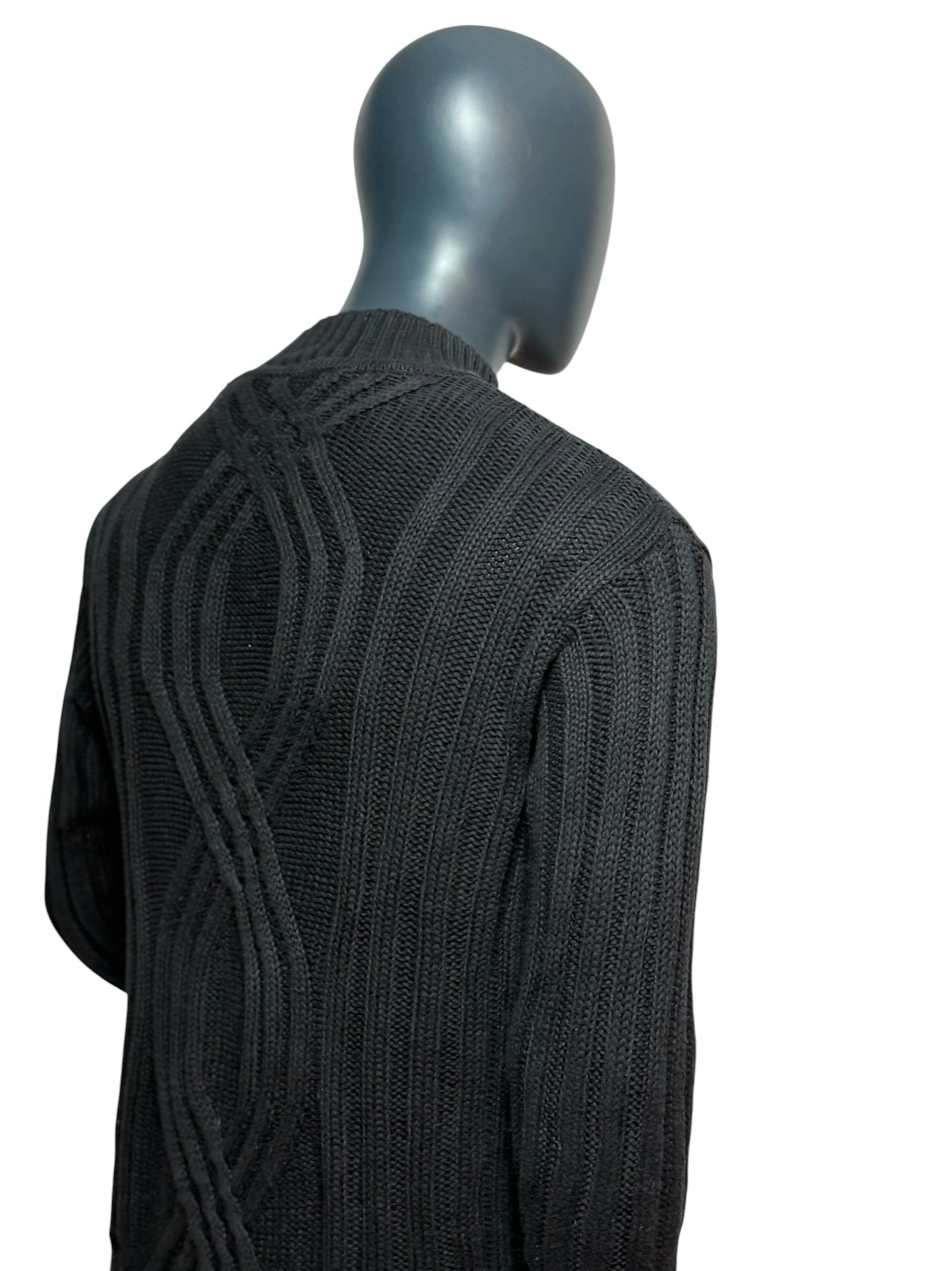 Vintage Harley-Davidson Strickpullover Schwarz, Cable Knit, Logo, Größe M, Biker Sweater