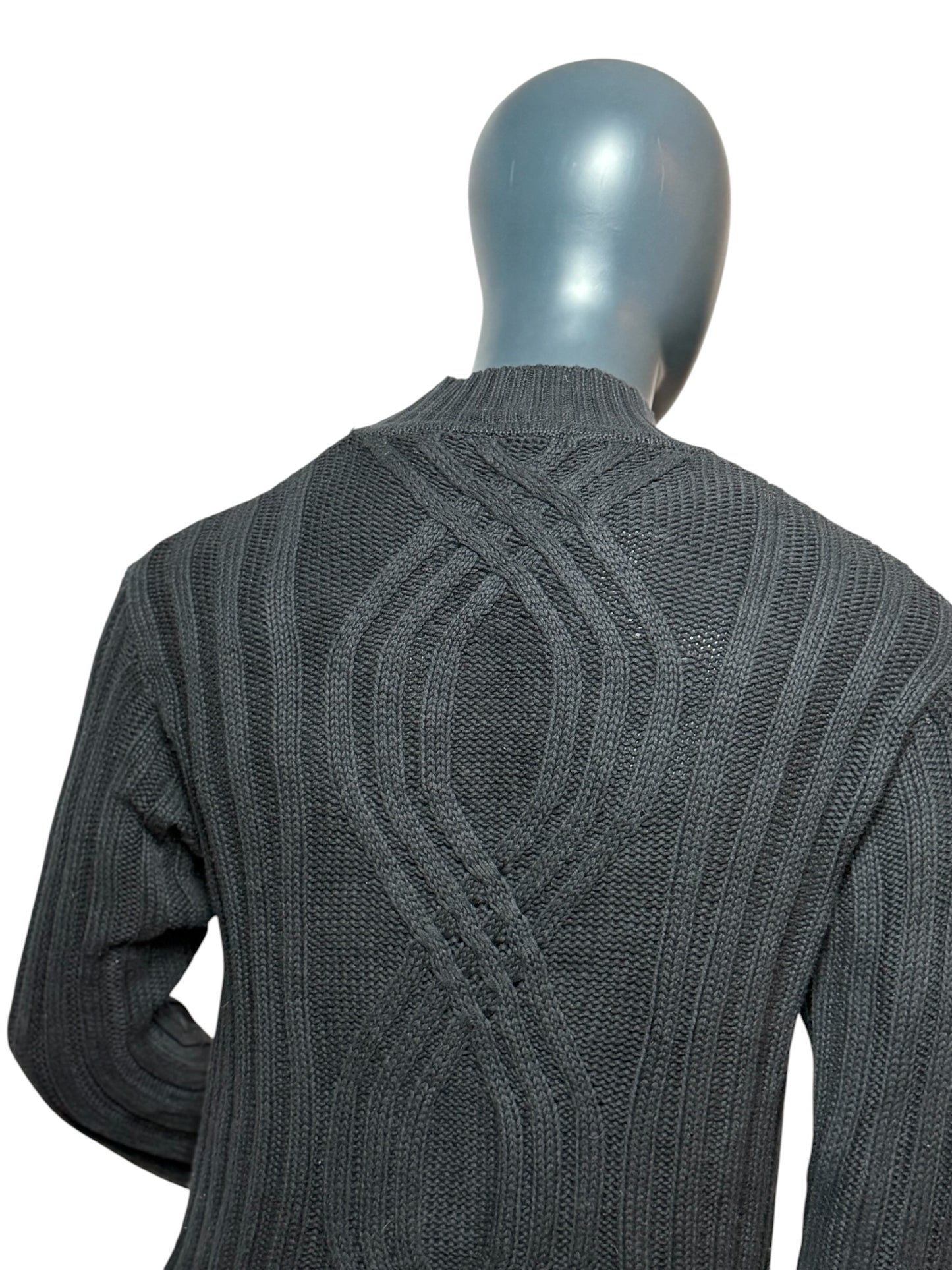 Vintage Harley-Davidson Strickpullover Schwarz, Cable Knit, Logo, Größe M, Biker Sweater