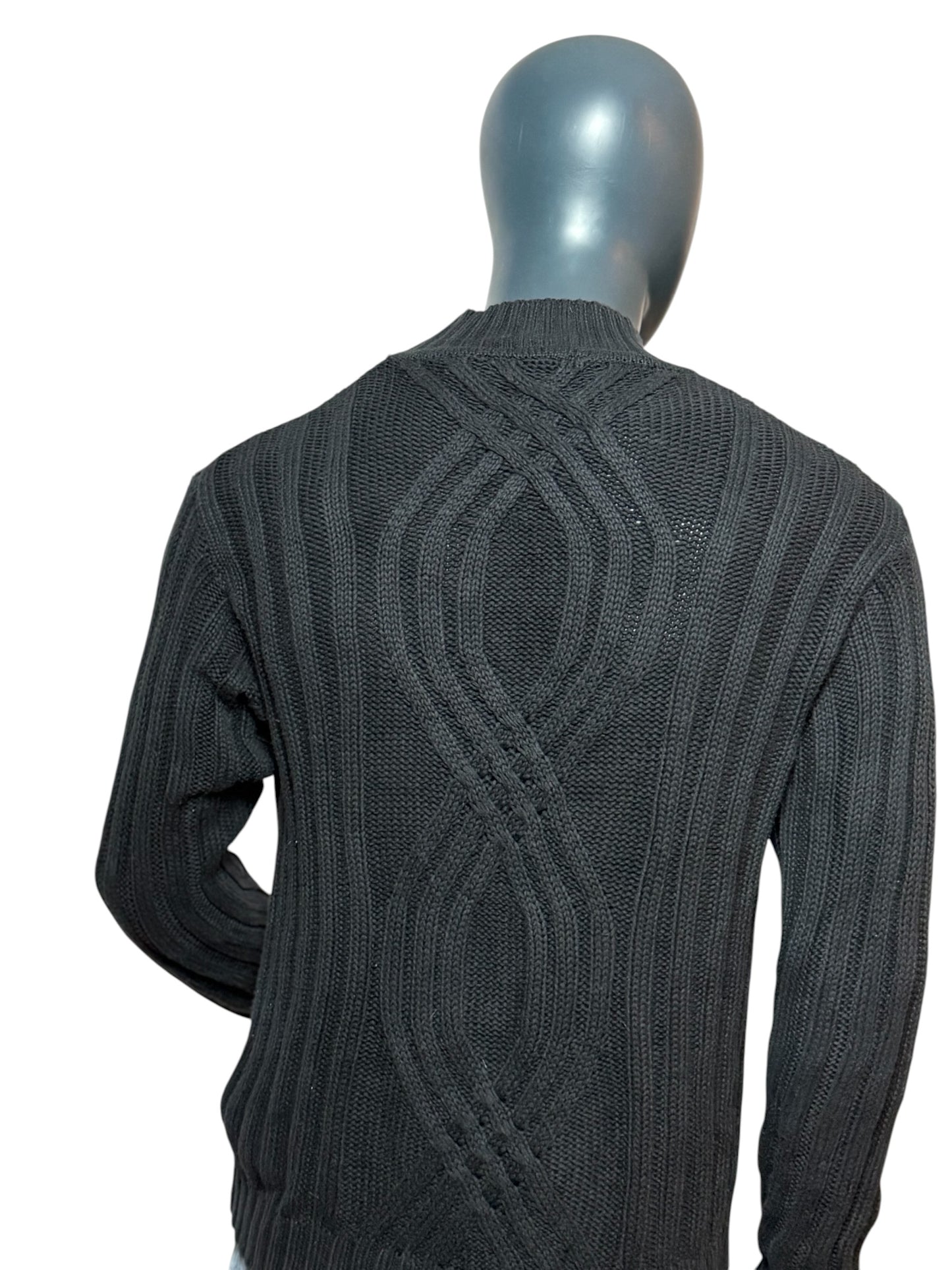 Vintage Harley-Davidson Strickpullover Schwarz, Cable Knit, Logo, Größe M, Biker Sweater