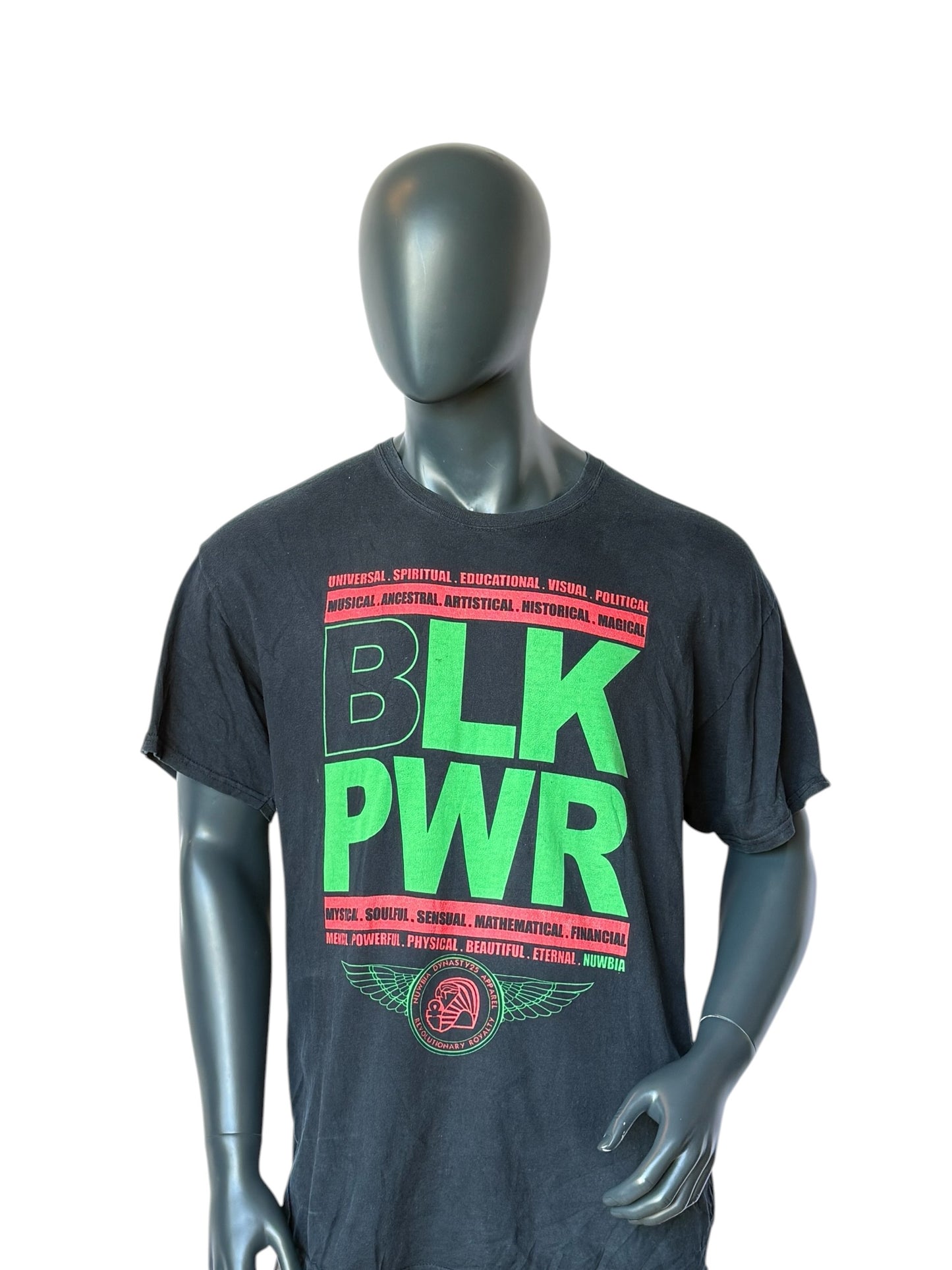 Vintage Retro BLK PWR Nubia Graphic T-Shirt Black Size XL