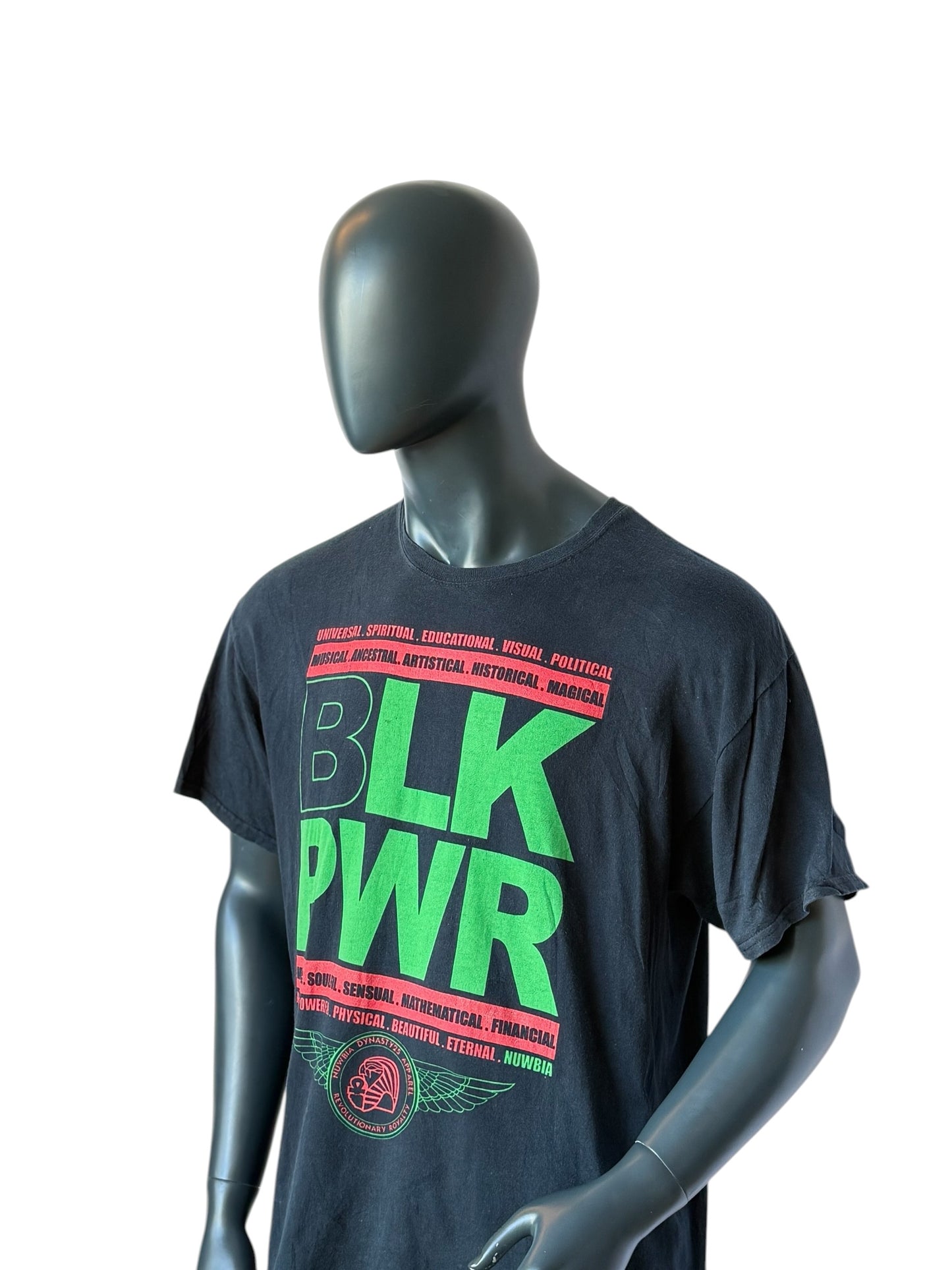 Vintage Retro BLK PWR Nubia Graphic T-Shirt Black Size XL