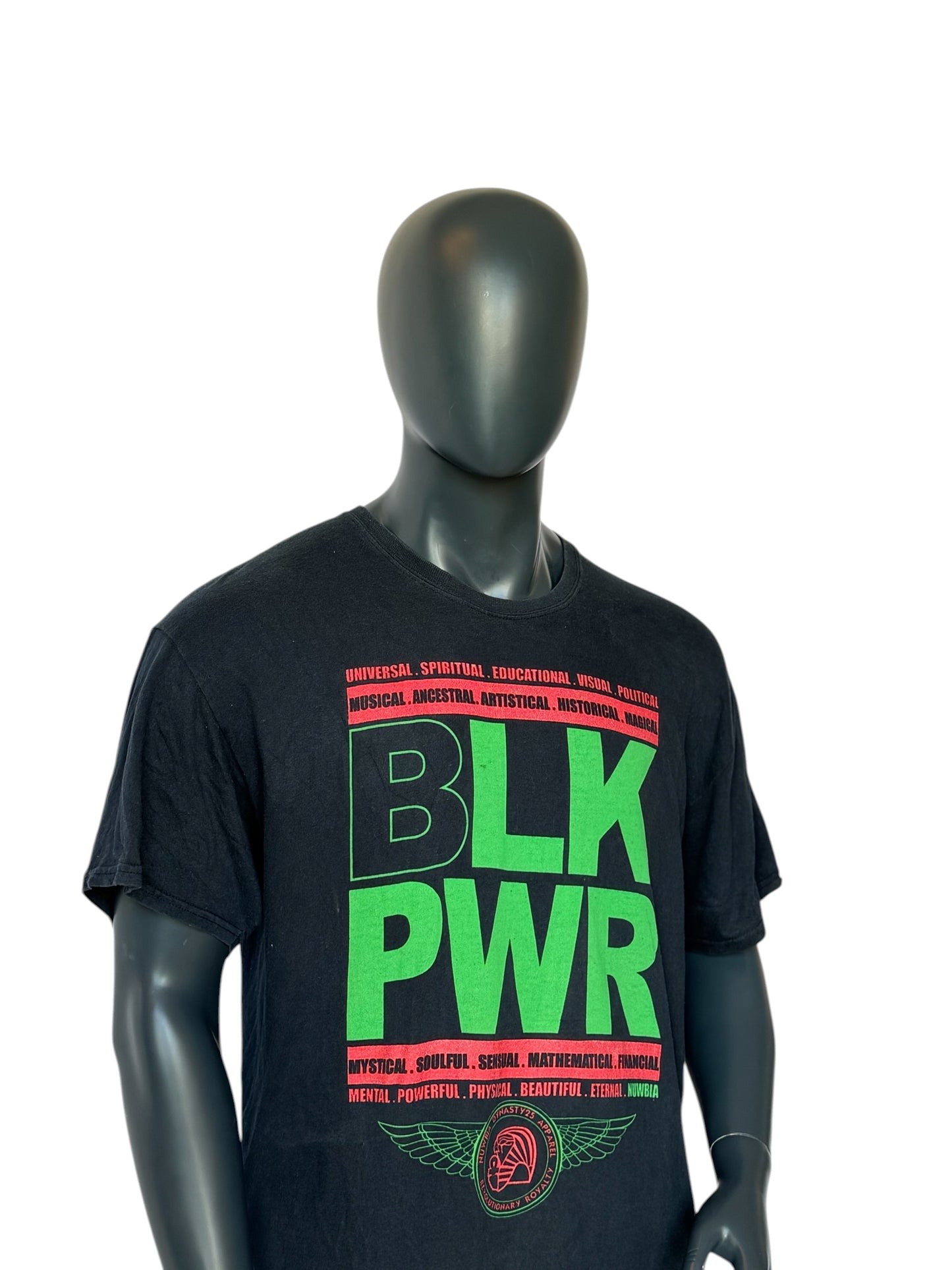 Vintage Retro BLK PWR Nubia Graphic T-Shirt Black Size XL