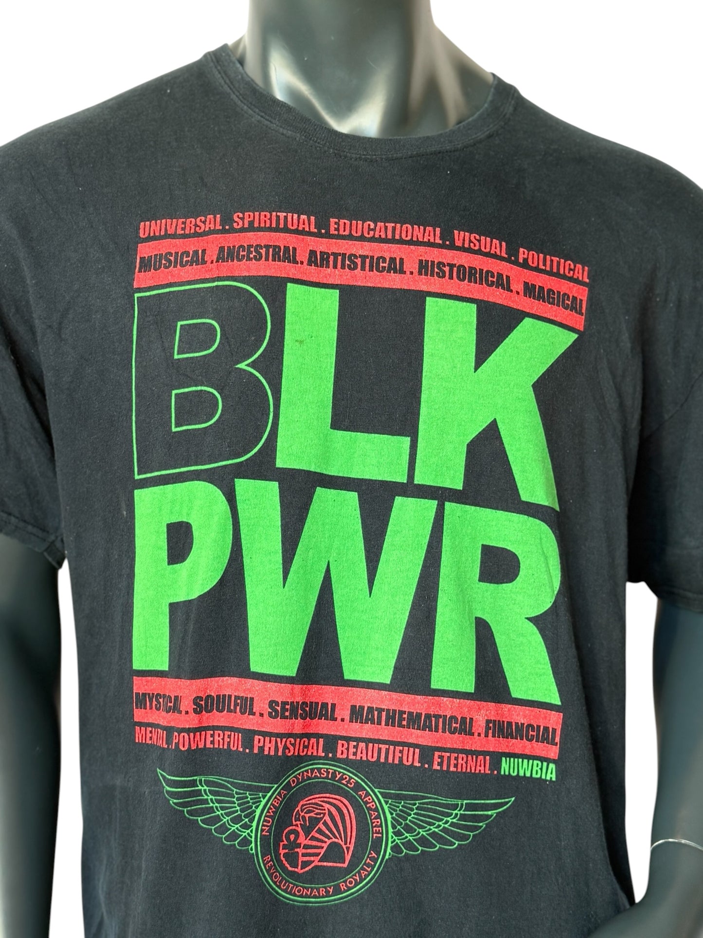Vintage Retro BLK PWR Nubia Graphic T-Shirt Black Size XL