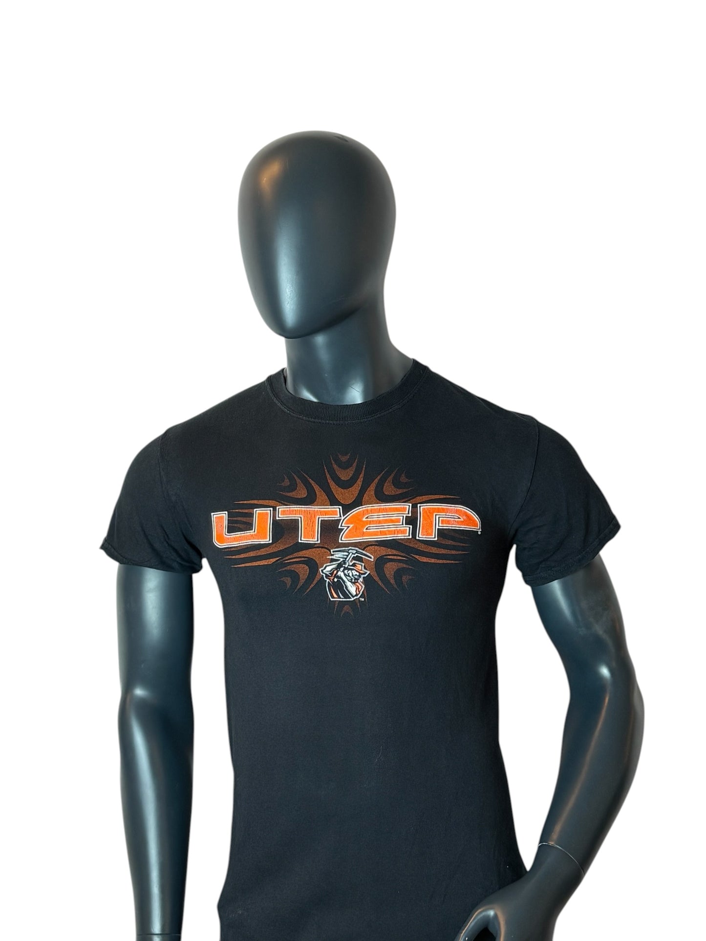 Vintage Retro UTEP Miners T-Shirt Black Size S