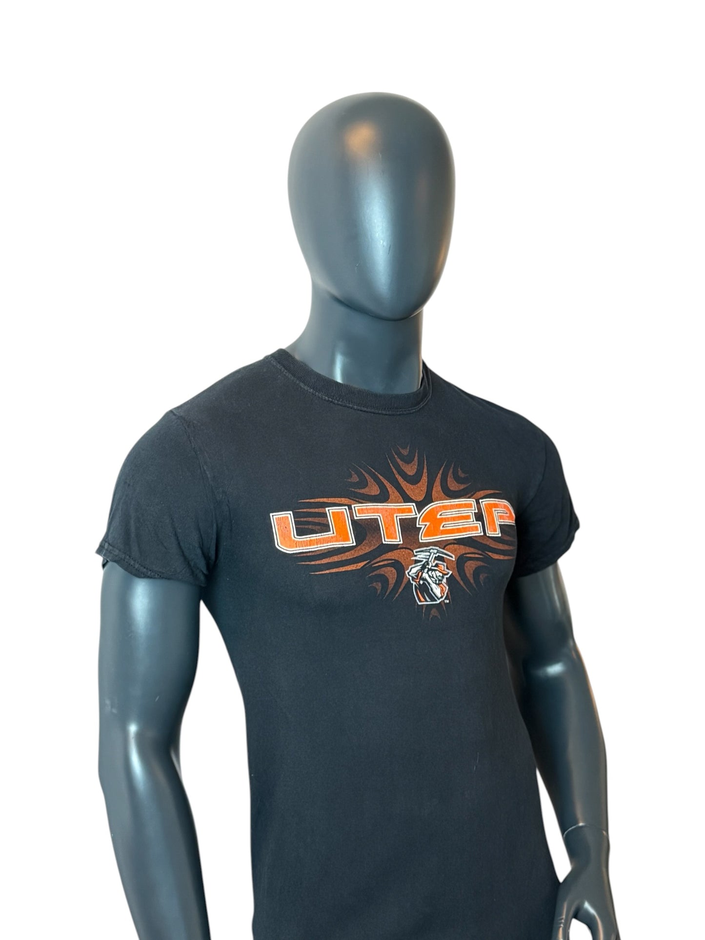 Vintage Retro UTEP Miners T-Shirt Black Size S