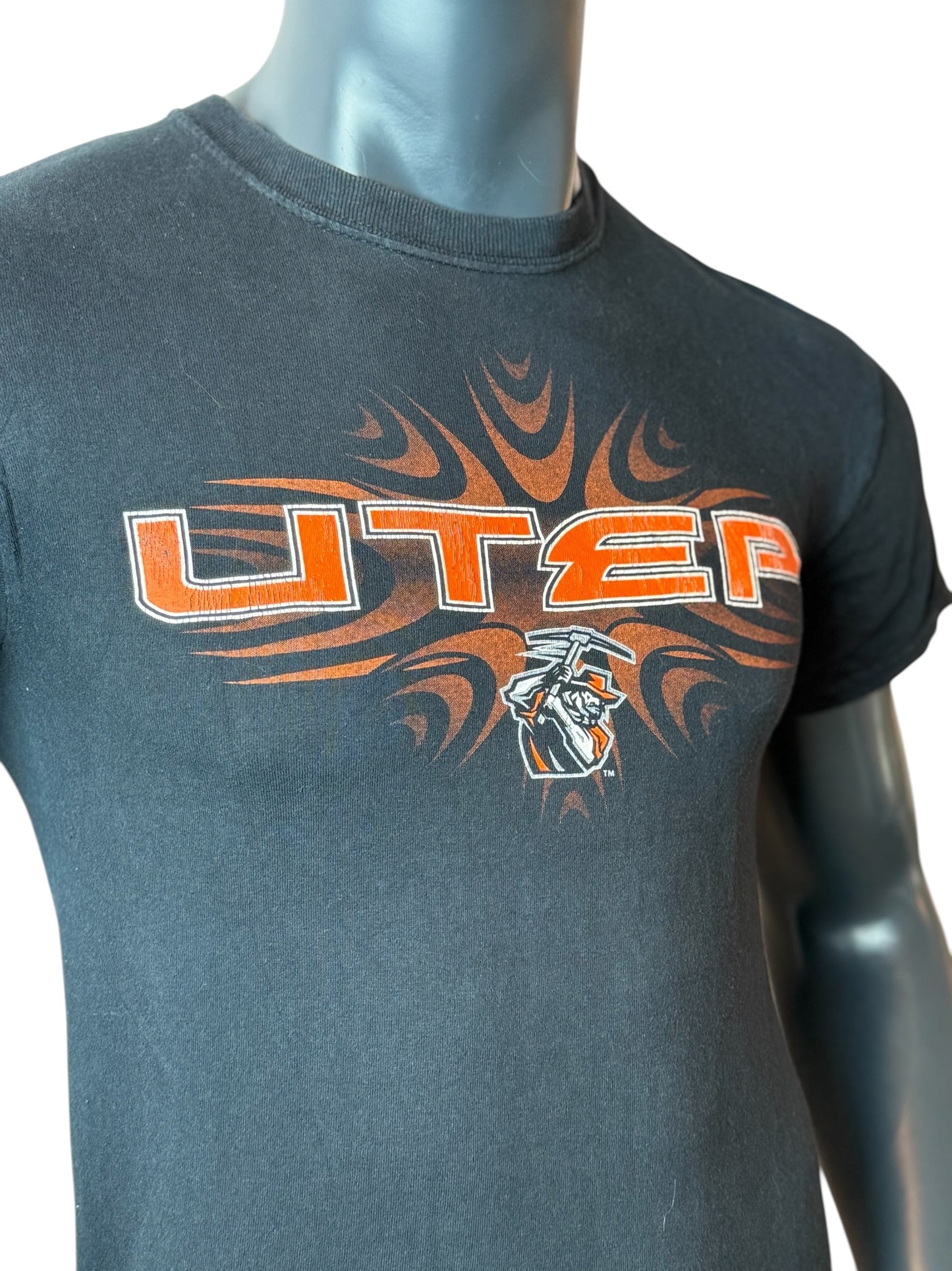 Vintage Retro UTEP Miners T-Shirt Black Size S