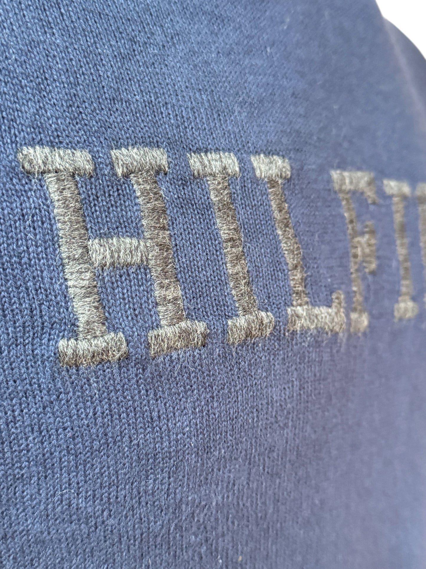 Tommy Hilfiger Retro Vintage Knit Sweater, Big Logo, Navy, 90s/Y2K, Size L