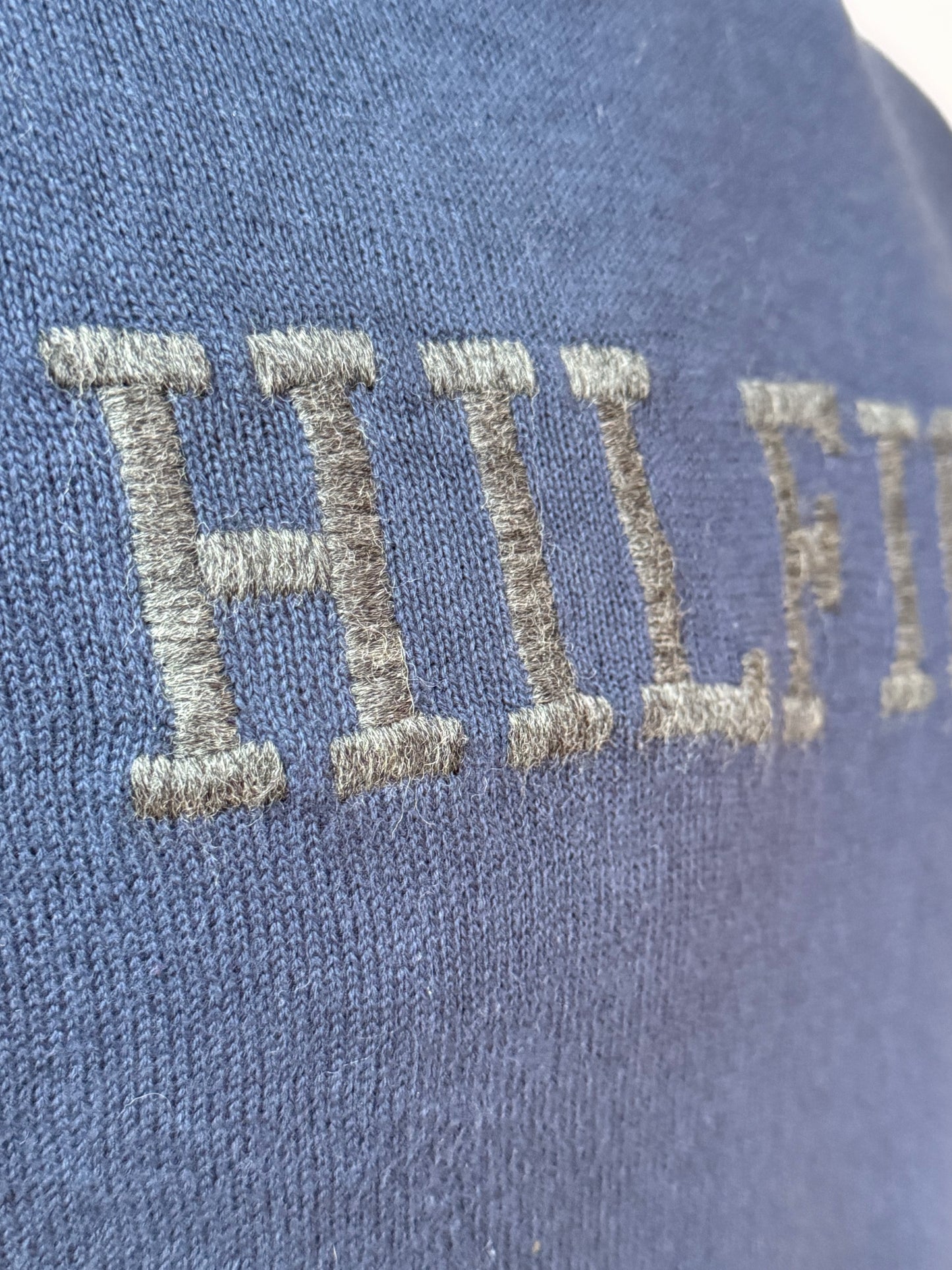 Tommy Hilfiger Retro Vintage Knit Sweater, Big Logo, Navy, 90s/Y2K, Size L