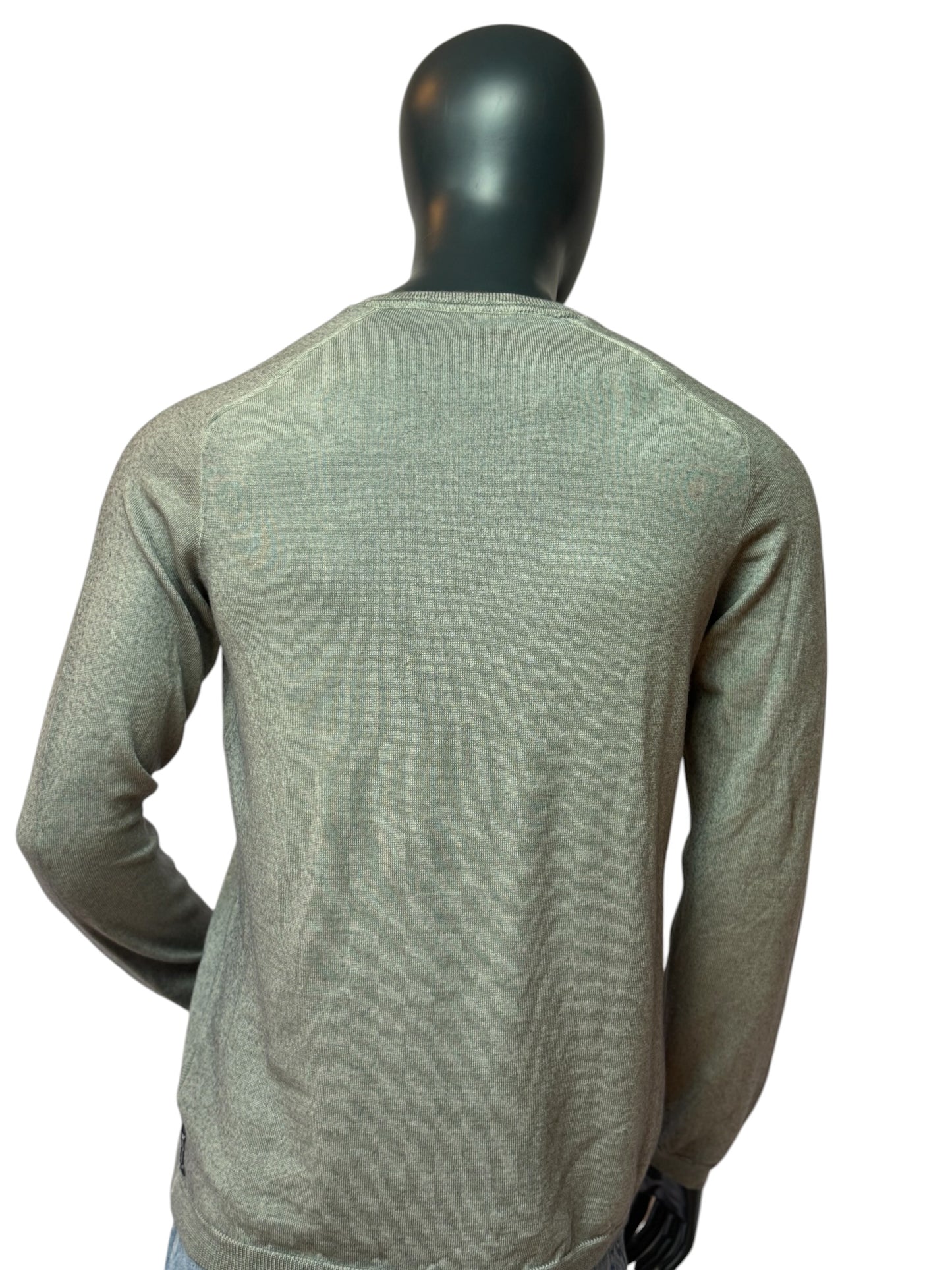 ARMANI JEANS Vintage Style Knit Sweater Grey, Pattern Design, V-Neck, Slim Fit, Size XL