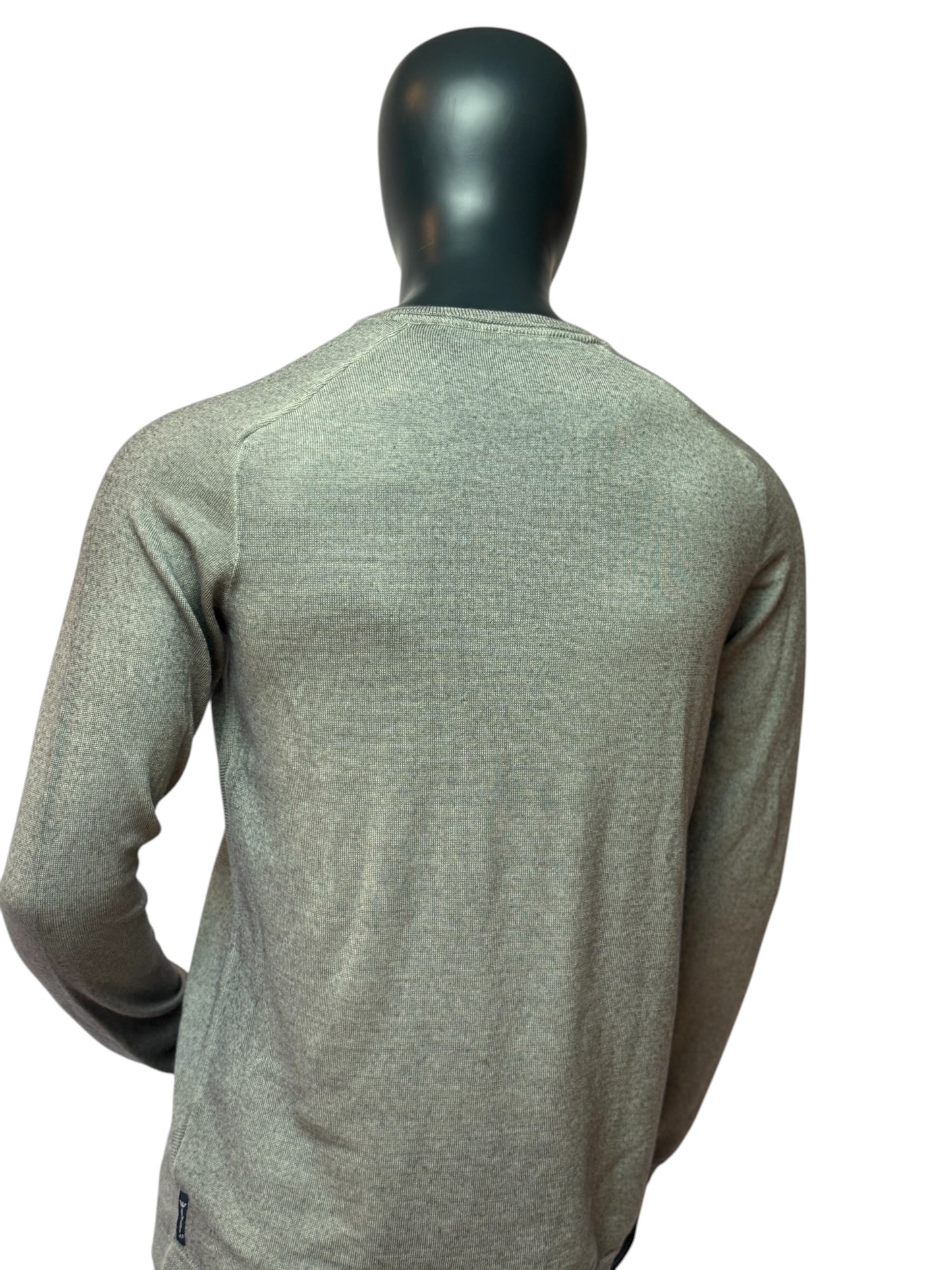 ARMANI JEANS Vintage Style Knit Sweater Grey, Pattern Design, V-Neck, Slim Fit, Size XL
