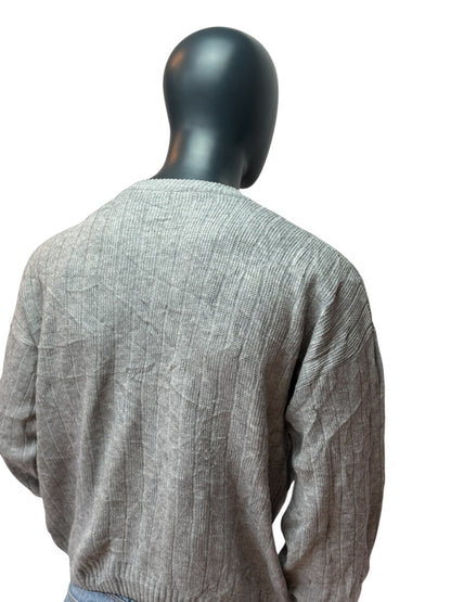 DIESEL Vintage Style Knit Sweater Grey Logo Pullover Crewneck Size L