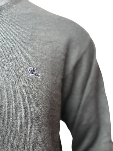 BURBERRY Vintage Sweater Schwarz V-Neck Minimal Logo Size XS