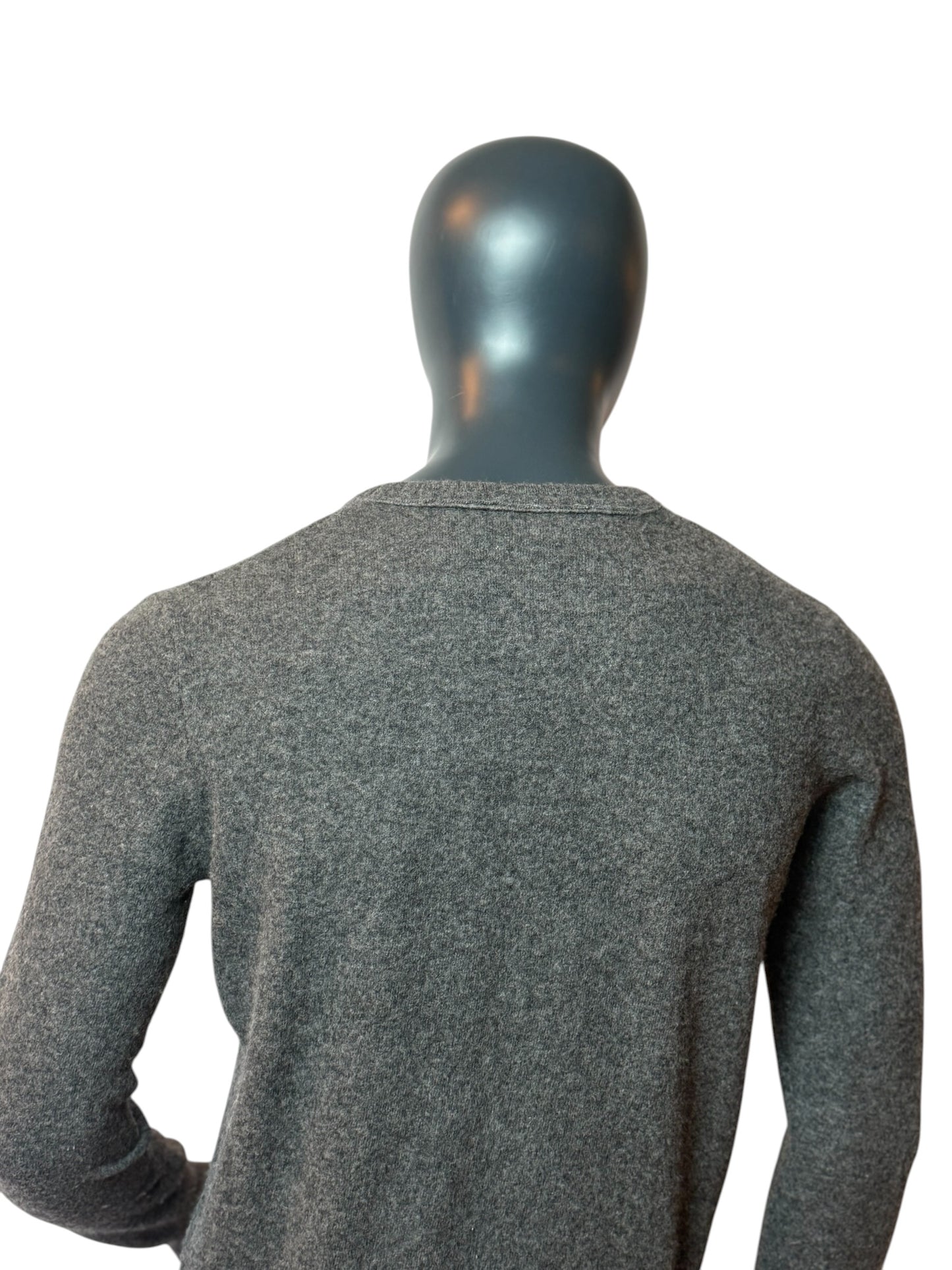 Vintage Replay V-Neck Pullover Grau Logo Stickerei Size L