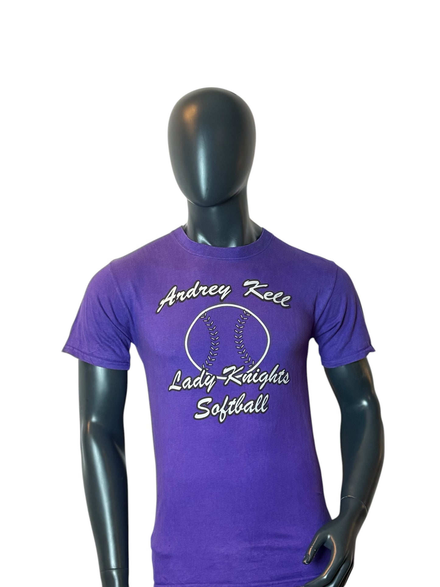 Andrey Kee Lady Knights Softball T Shirt Purple Vintage Graphic Tee Size S