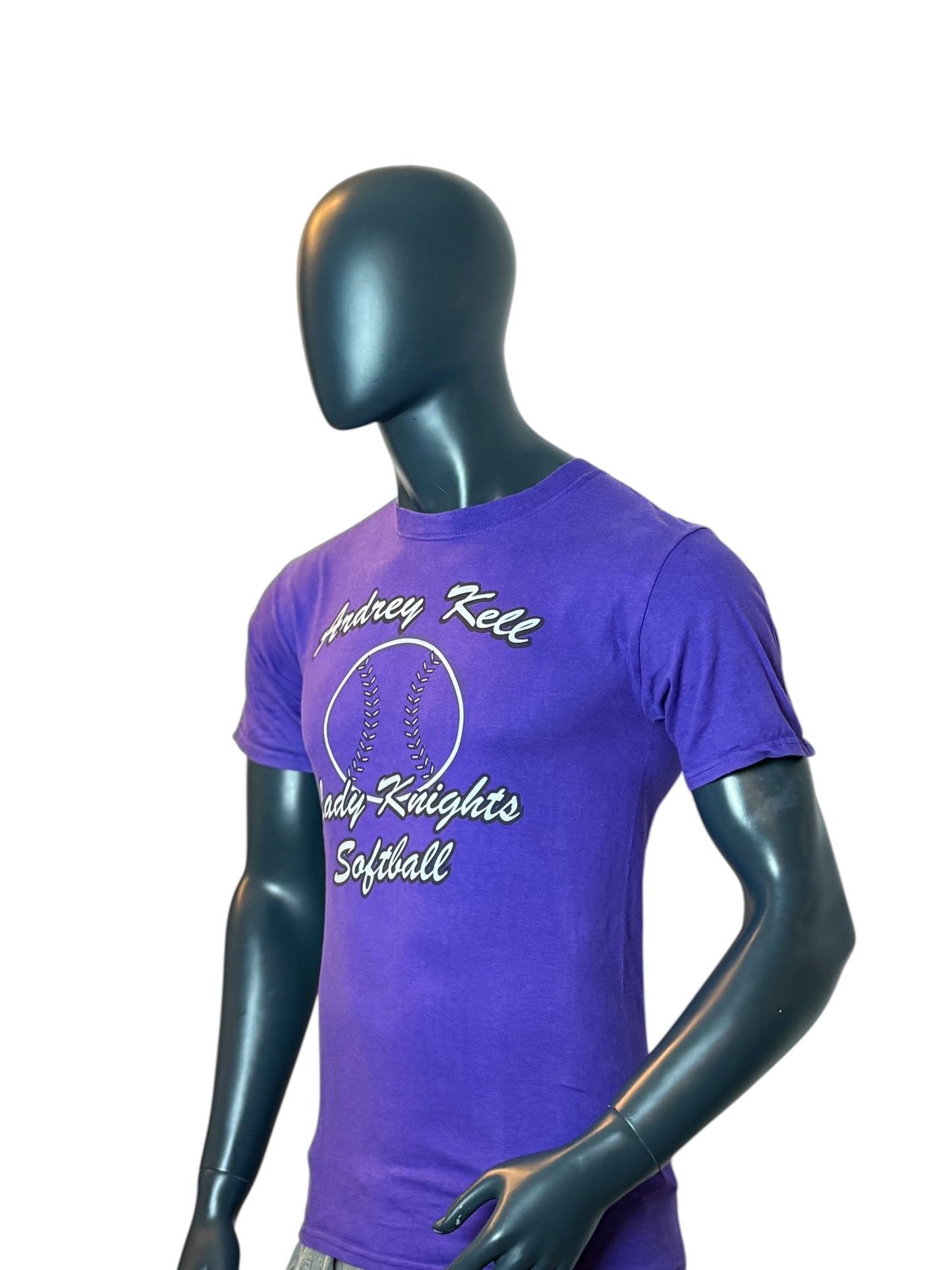 Andrey Kee Lady Knights Softball T Shirt Purple Vintage Graphic Tee Size S