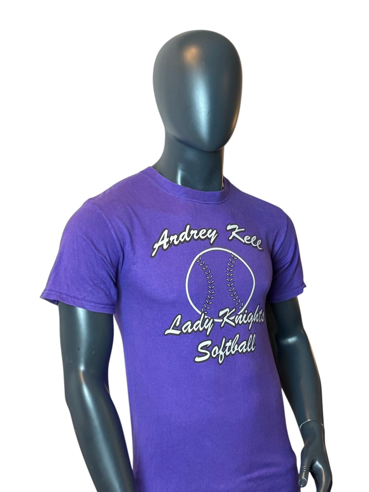 Andrey Kee Lady Knights Softball T Shirt Purple Vintage Graphic Tee Size S