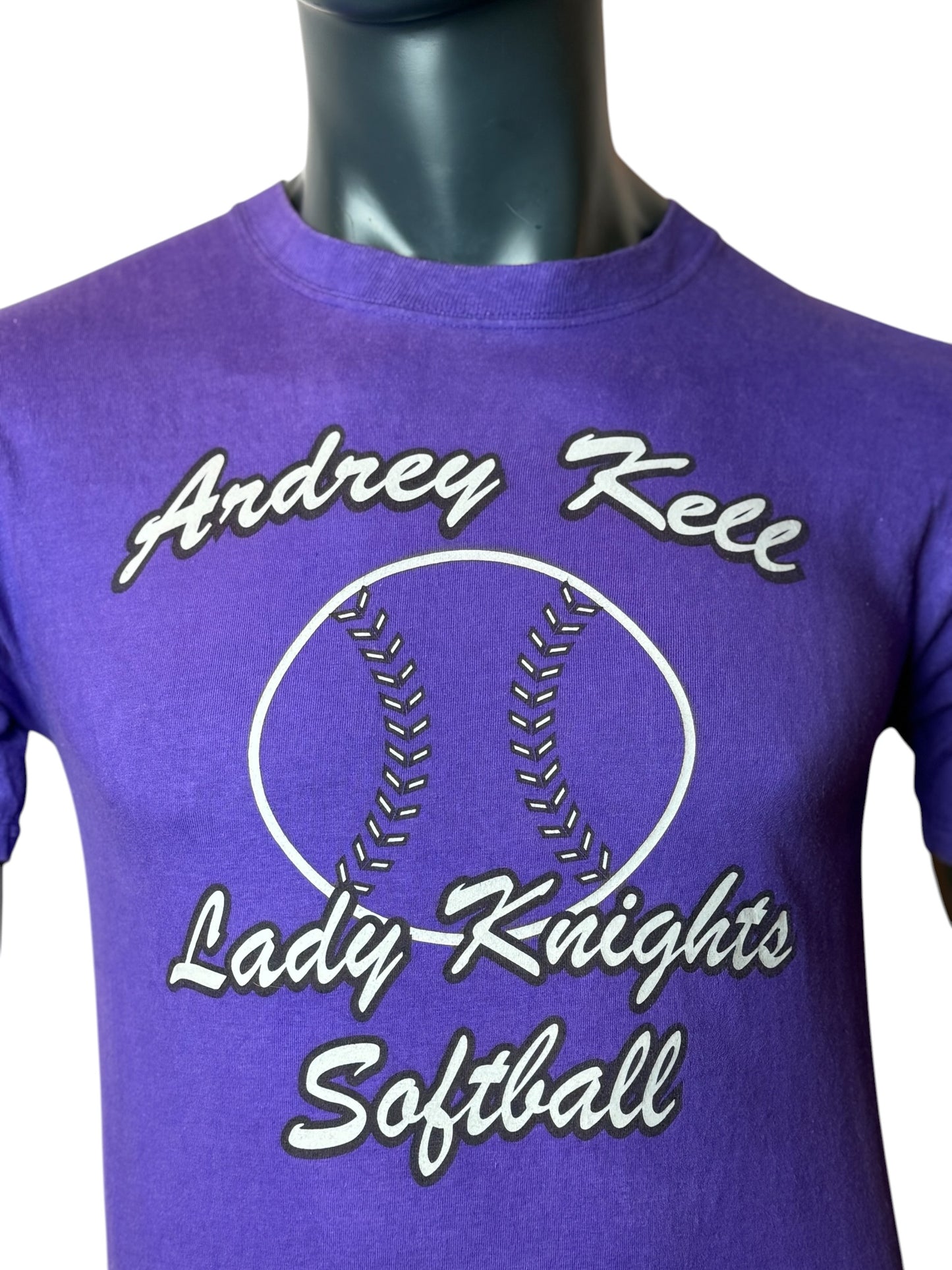 Andrey Kee Lady Knights Softball T Shirt Purple Vintage Graphic Tee Size S