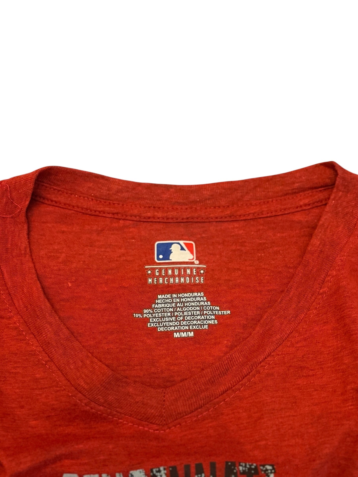 Cincinnati Reds MLB T Shirt Red V Neck Baseball Graphic Tee Size M