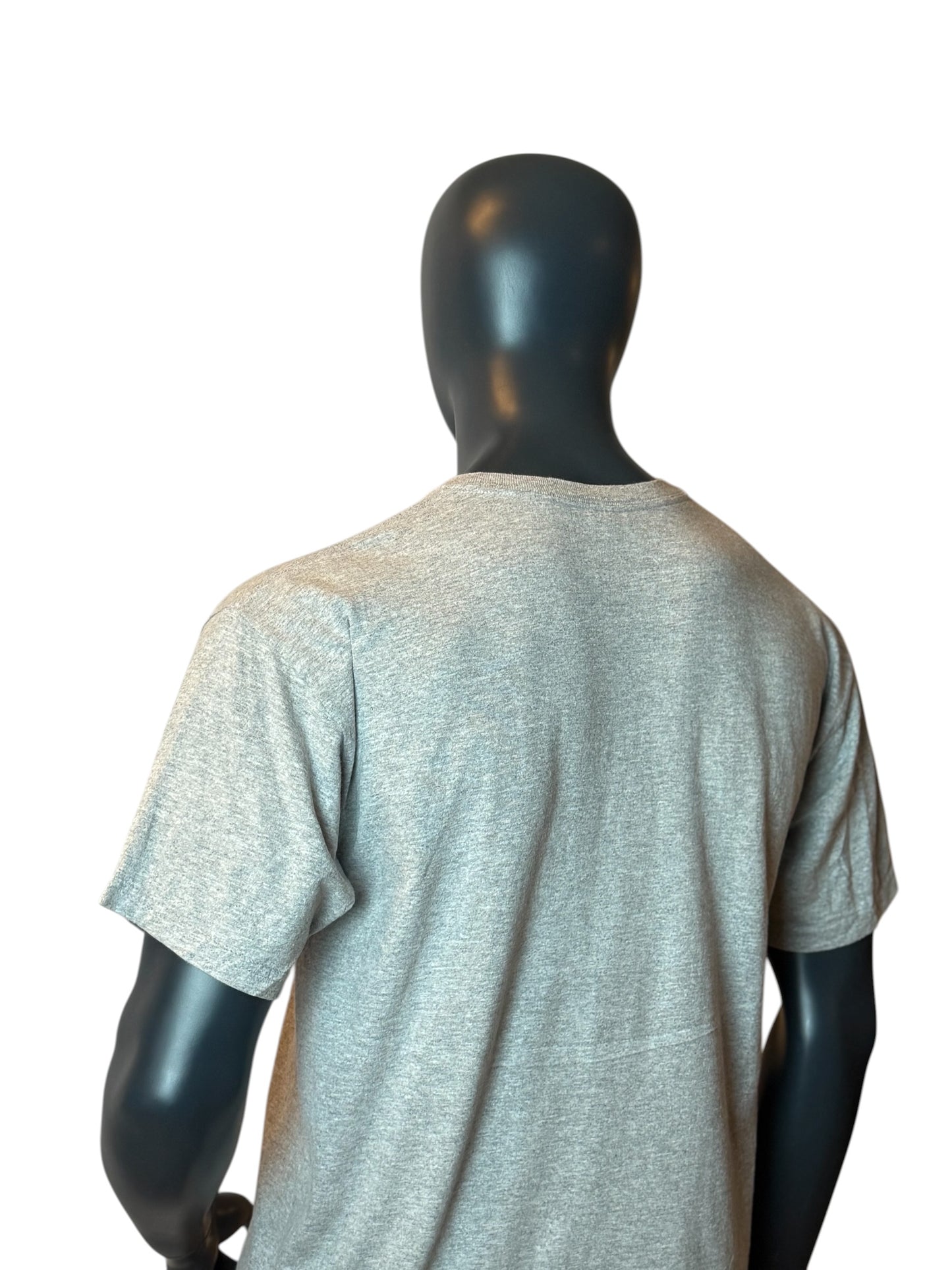 College T Shirt Grey Minimal Print Vintage Style Basic Streetwear Size L