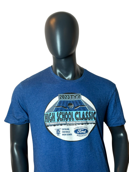 Ford Aquatics TYR High School Classic T Shirt Blue Graphic Print Vintage Style
