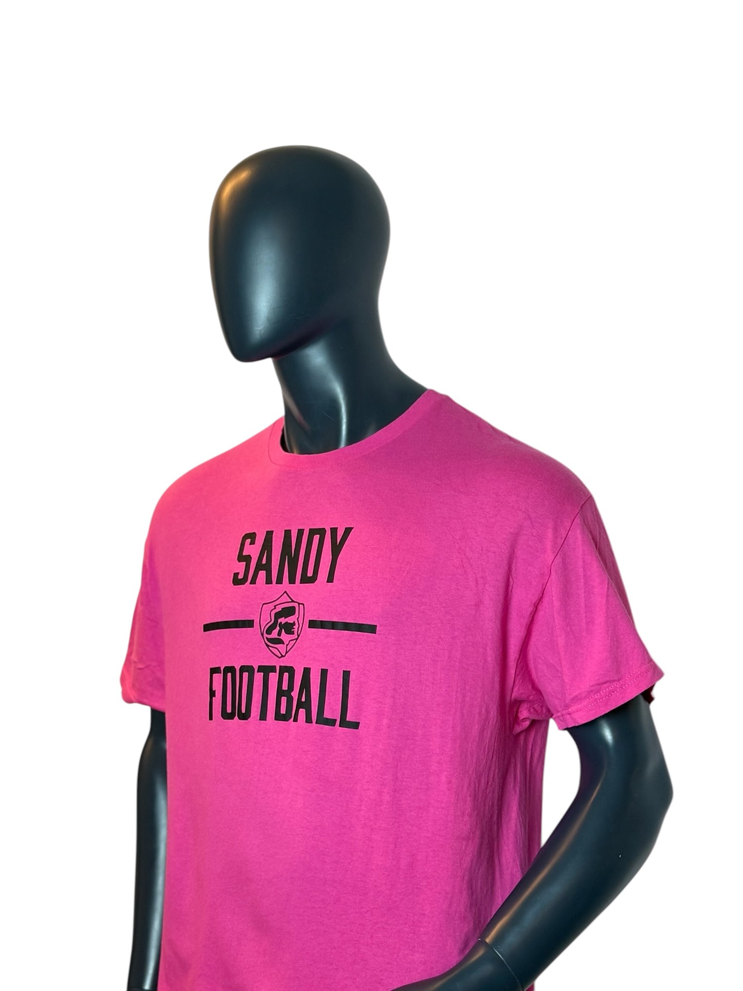 Sandy Football T Shirt Pink Graphic Print Retro Vintage Look Size L