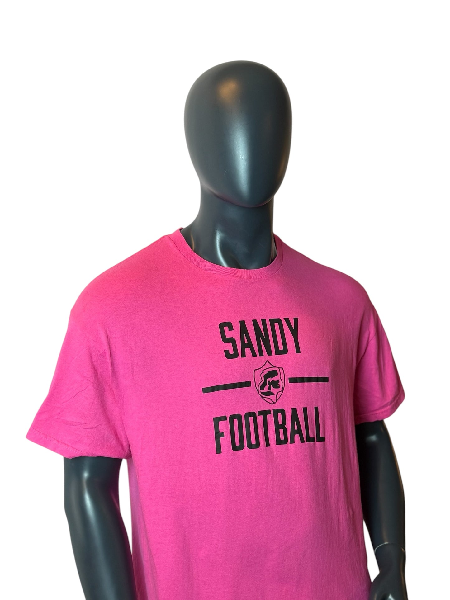 Sandy Football T Shirt Pink Graphic Print Retro Vintage Look Size L