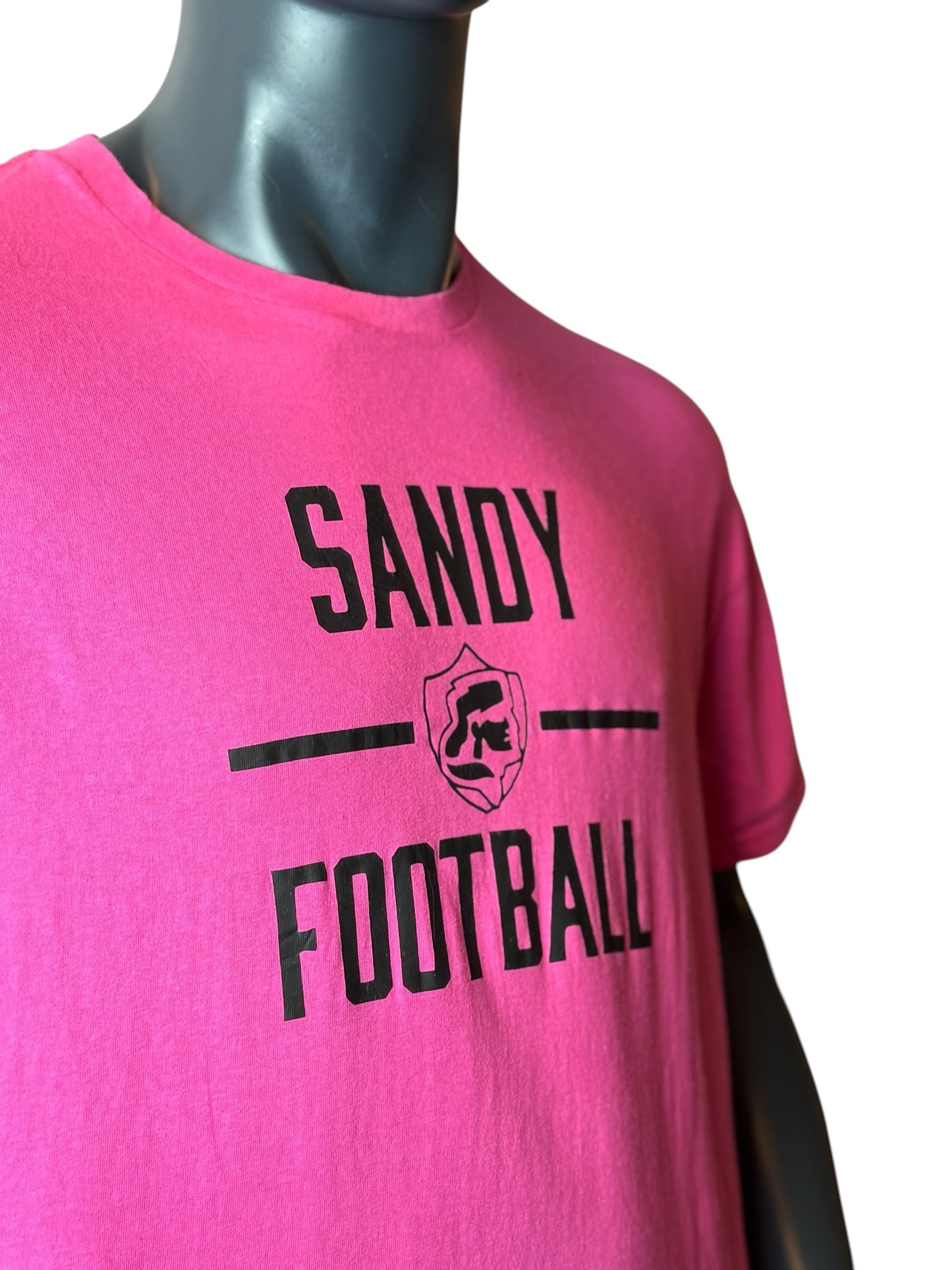 Sandy Football T Shirt Pink Graphic Print Retro Vintage Look Size L