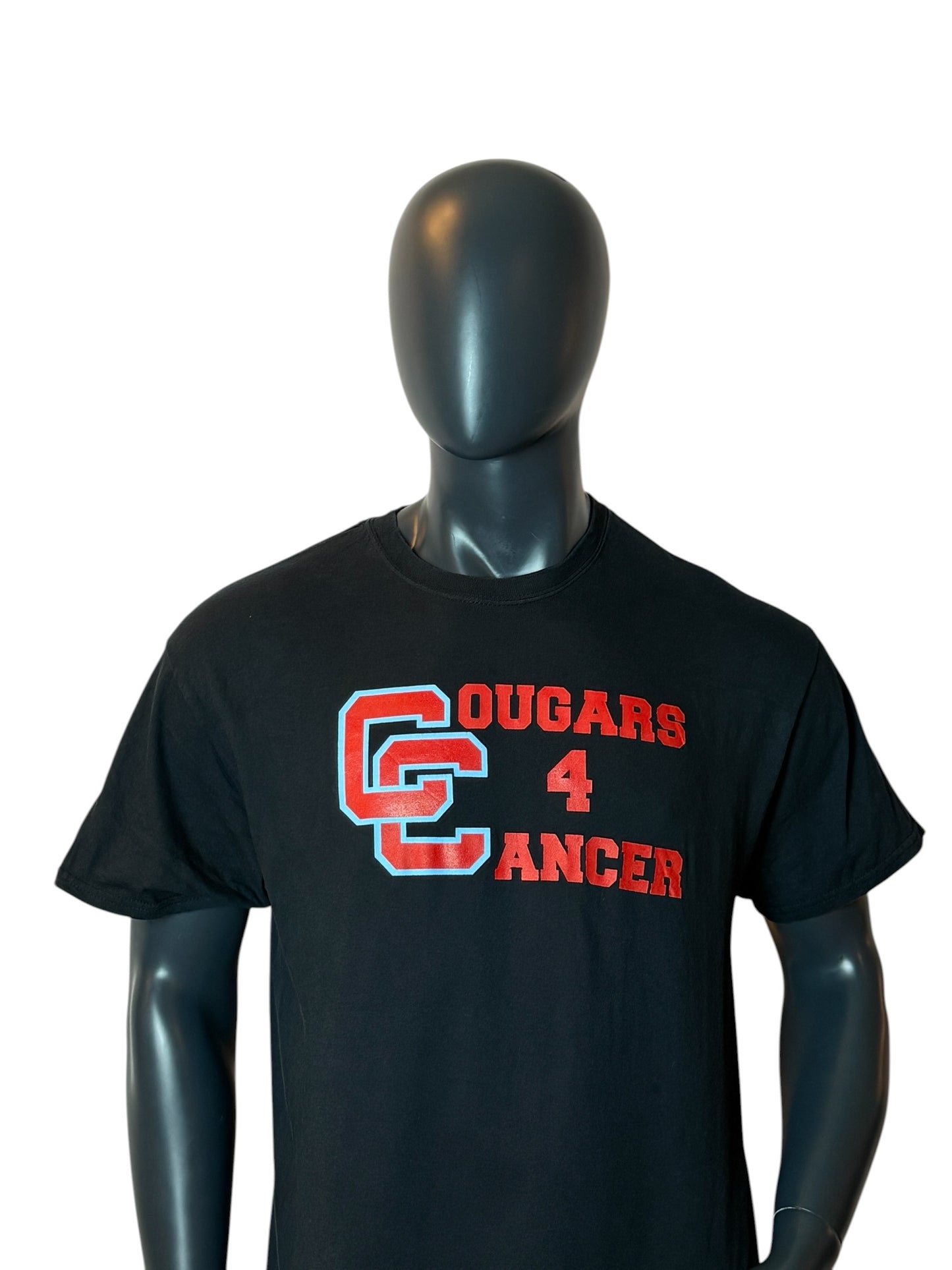Cougars 4 Cancer T Shirt Black Graphic Print Retro Vintage Look Size L