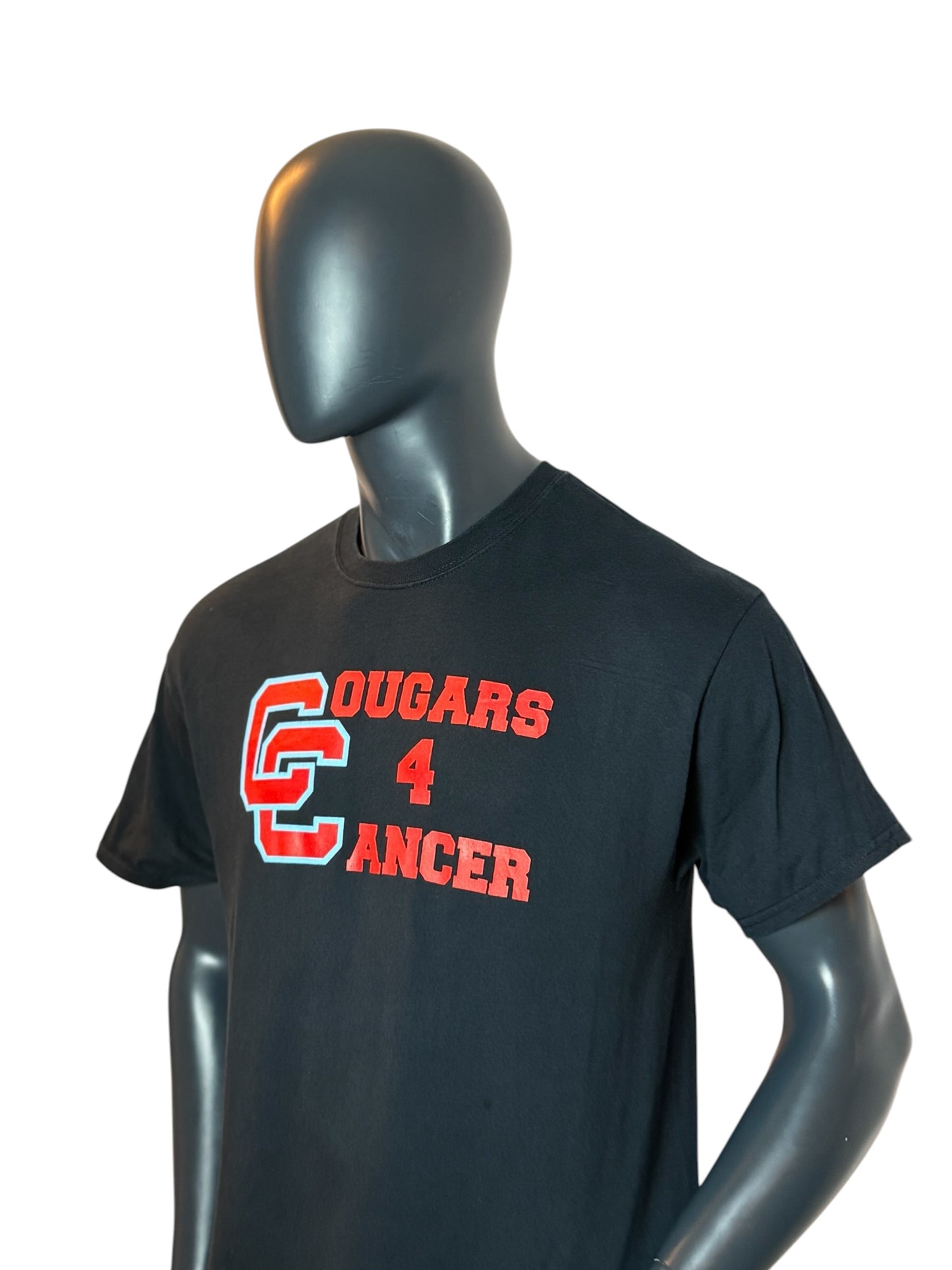 Cougars 4 Cancer T Shirt Black Graphic Print Retro Vintage Look Size L