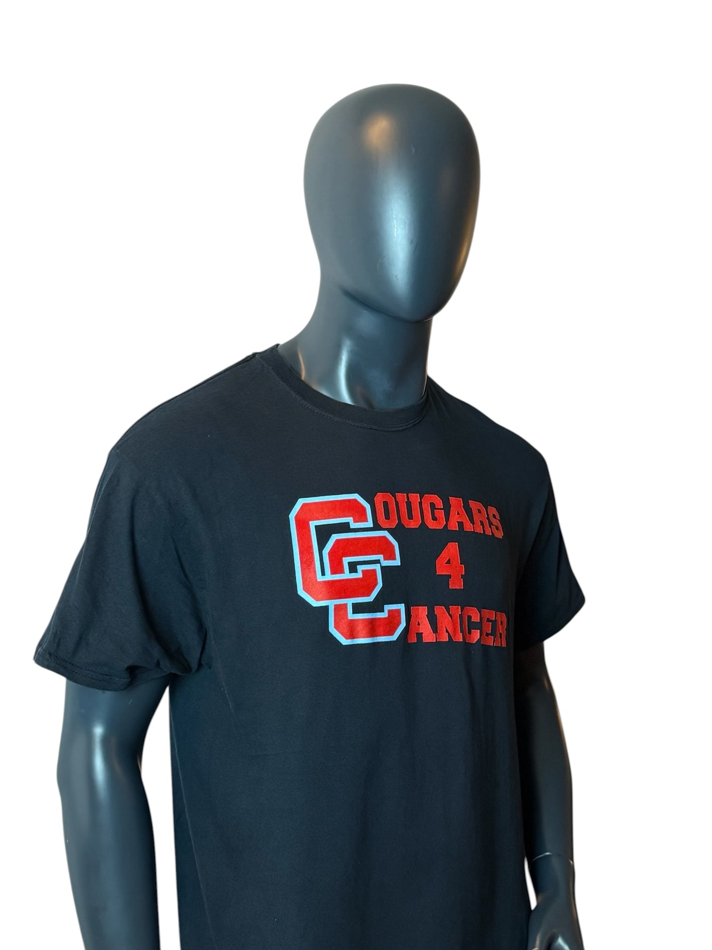 Cougars 4 Cancer T Shirt Black Graphic Print Retro Vintage Look Size L