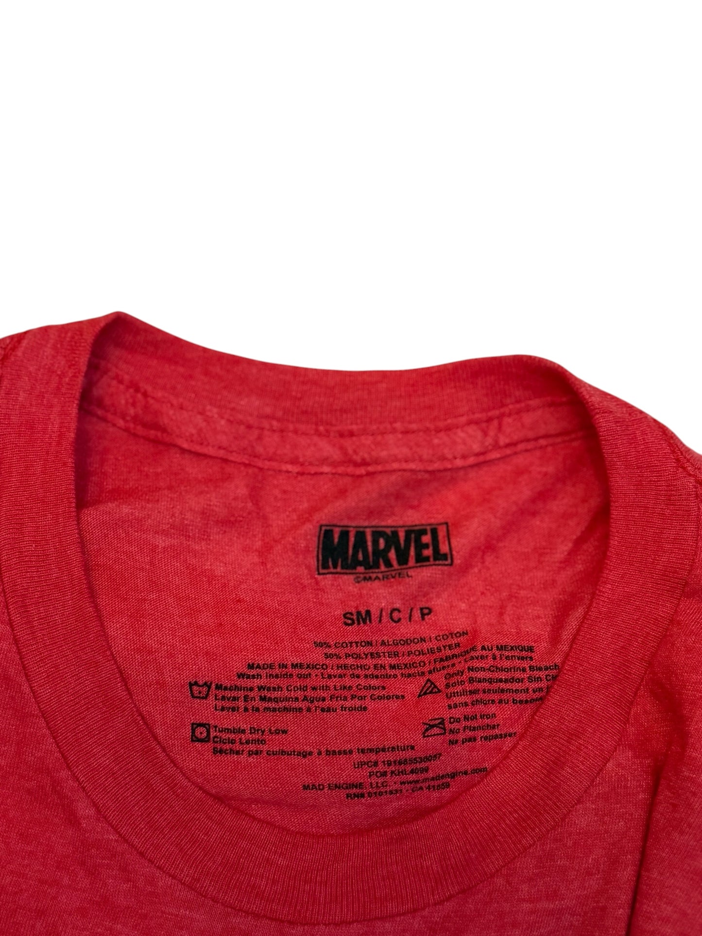 Marvel Spider Logo T Shirt Red Graphic Print Retro Vintage Look Size S/M