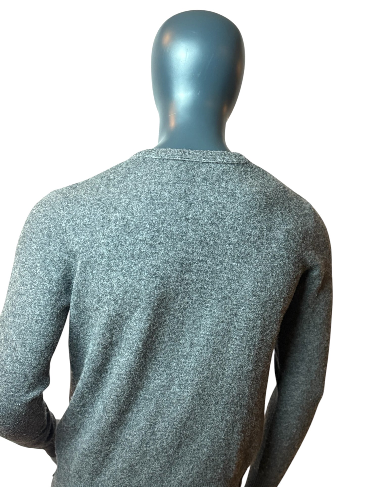 Vintage Replay V-Neck Pullover Grau Logo Stickerei Size L