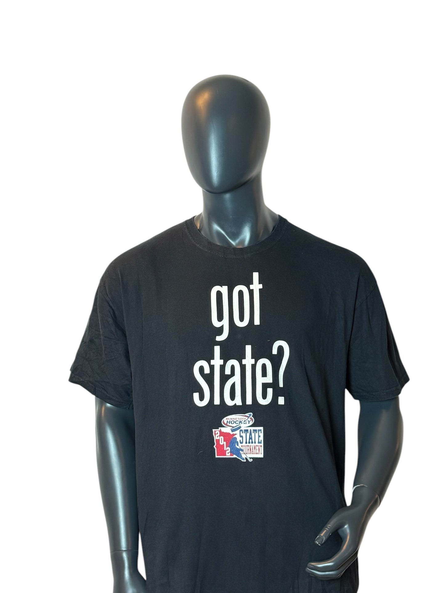 Minnesota Hockey Got State 2012 T Shirt Black Tournament Print Retro Vintage Look Size XL