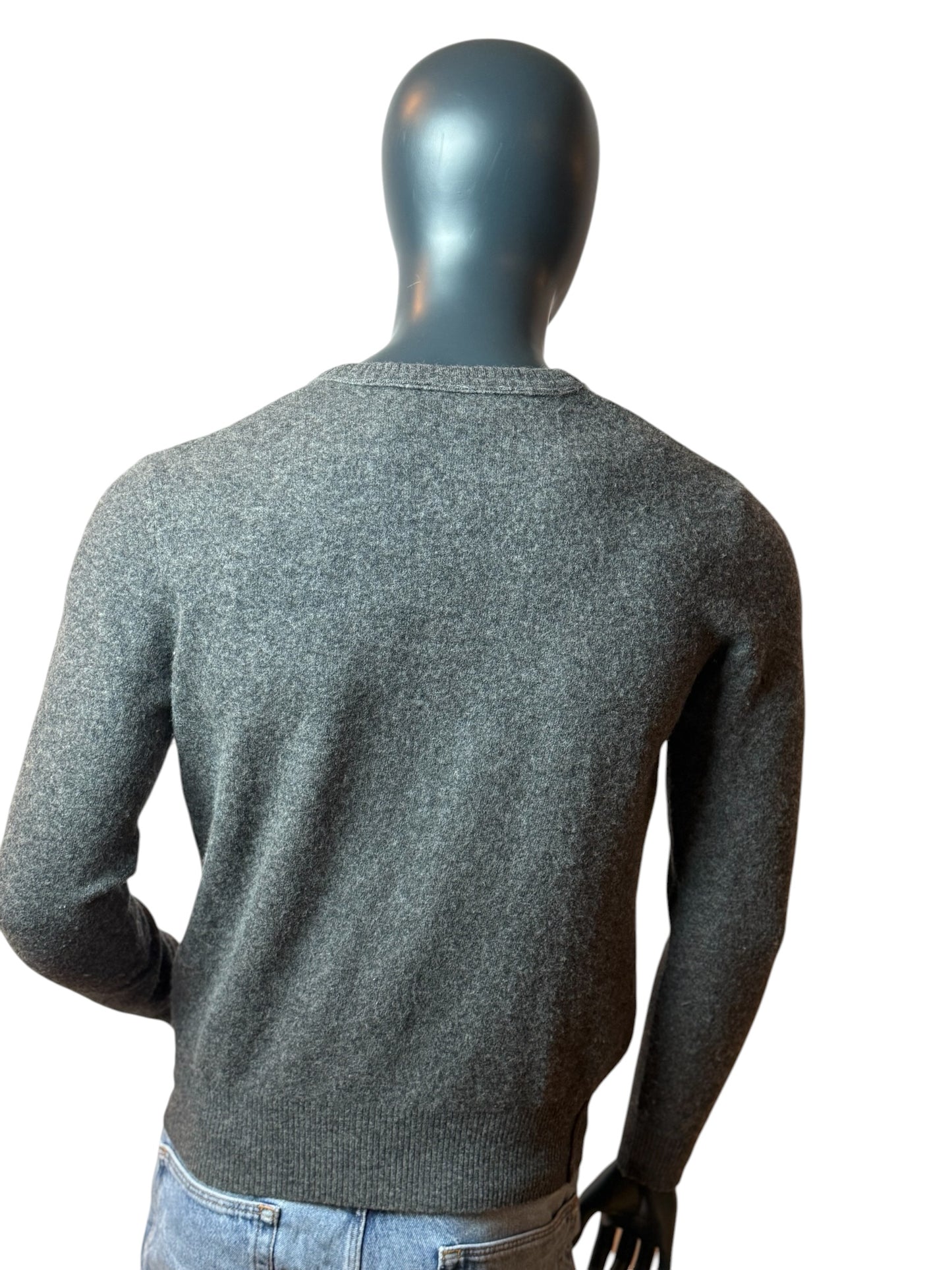 Vintage Replay V-Neck Pullover Grau Logo Stickerei Size L