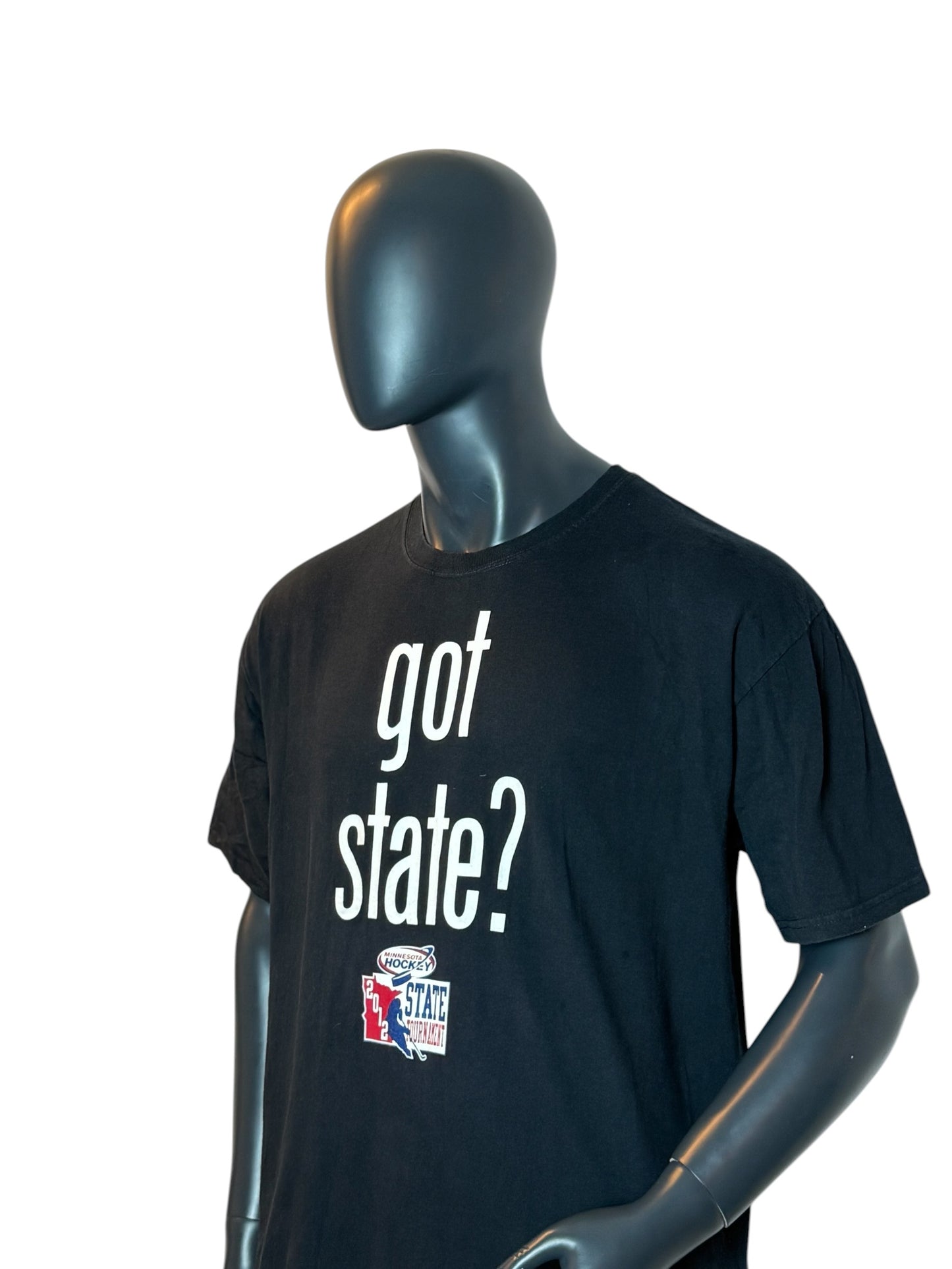 Minnesota Hockey Got State 2012 T Shirt Black Tournament Print Retro Vintage Look Size XL