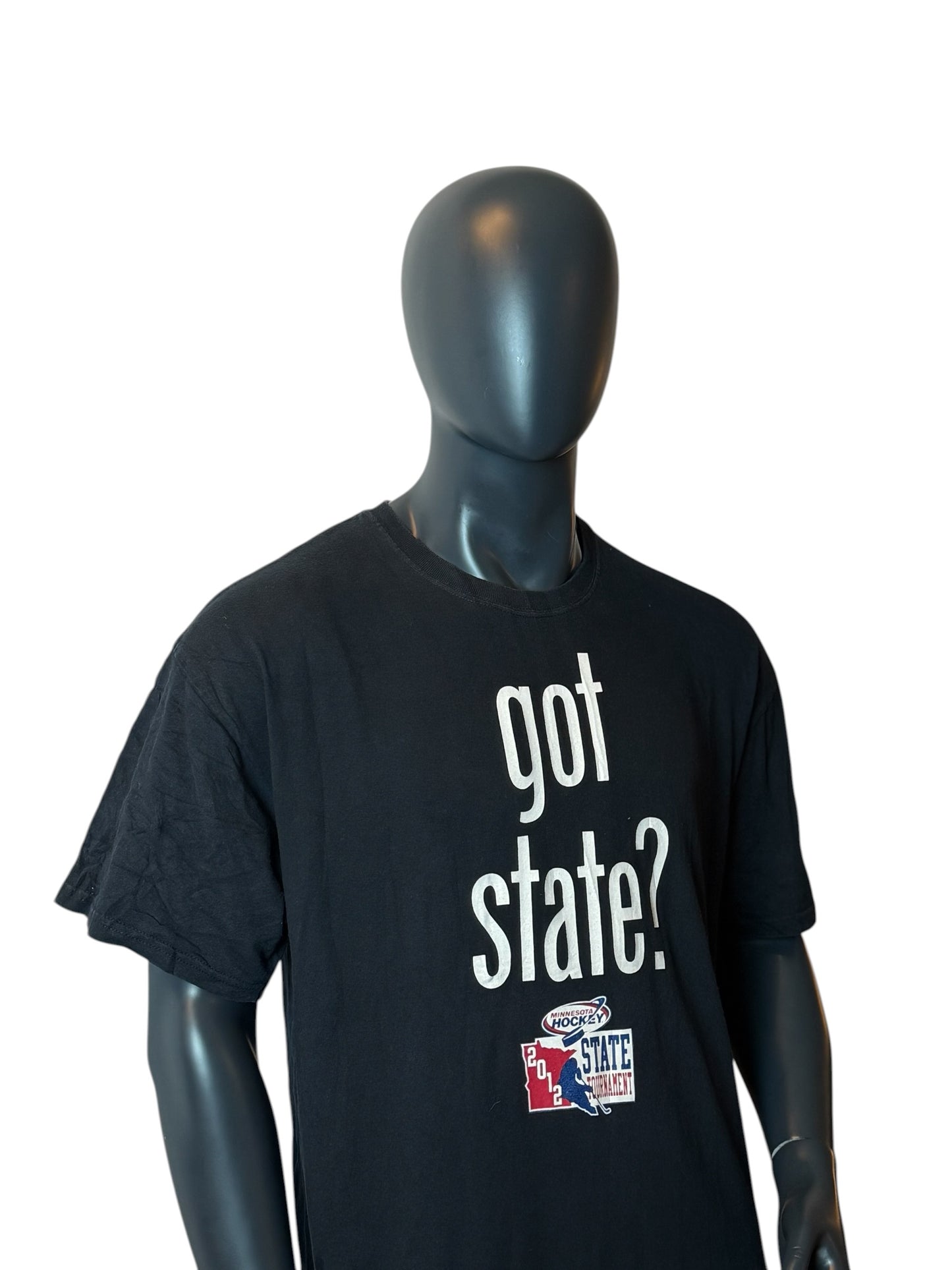 Minnesota Hockey Got State 2012 T Shirt Black Tournament Print Retro Vintage Look Size XL