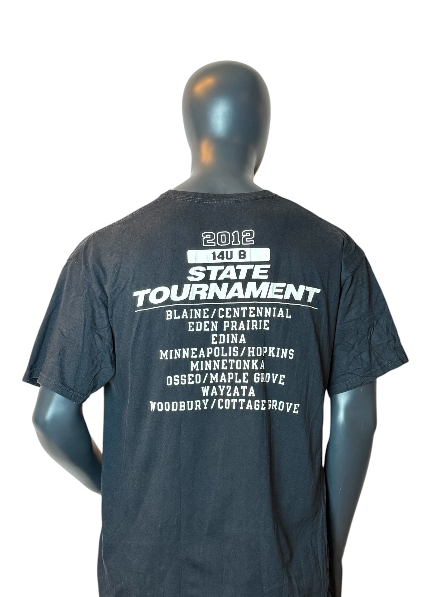 Minnesota Hockey Got State 2012 T Shirt Black Tournament Print Retro Vintage Look Size XL