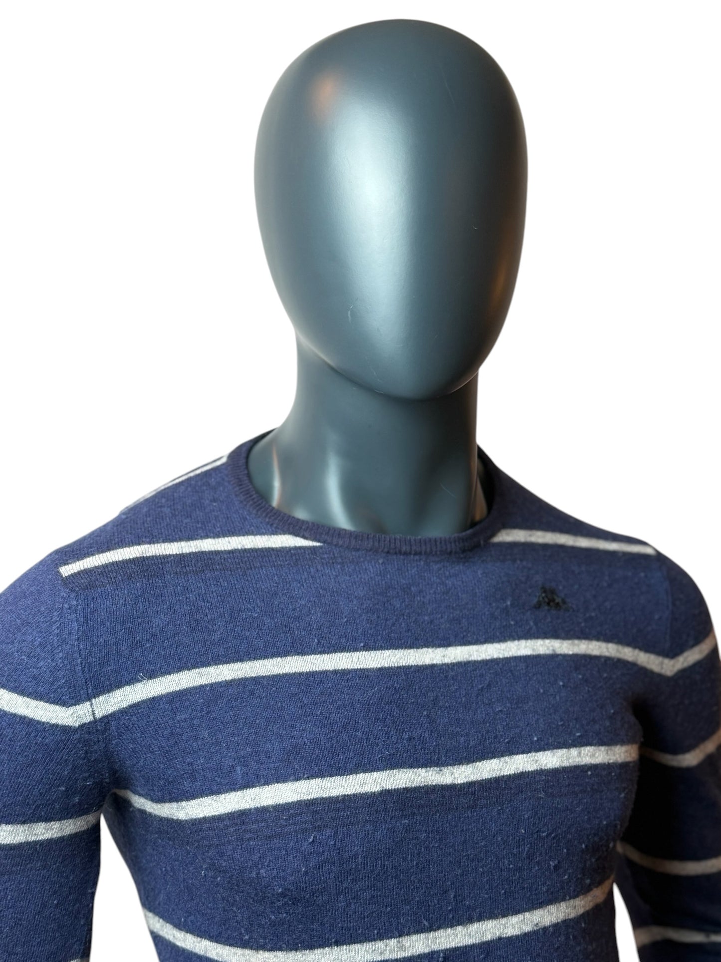 Vintage Kappa Striped Pullover Navy Weiß Logo Stickerei Size M