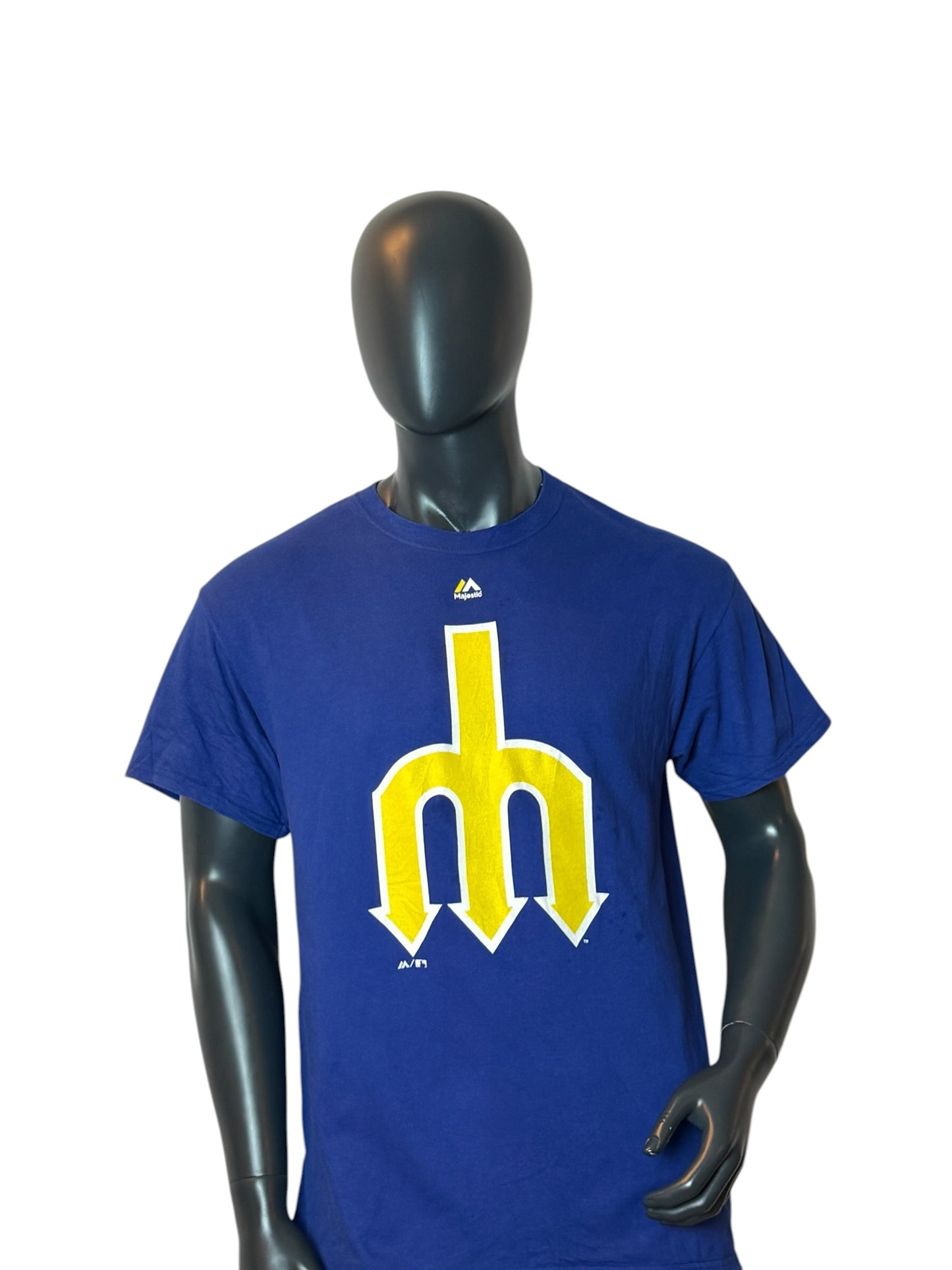 Seattle Mariners T Shirt Blue Retro MLB Style Vintage Look Size L