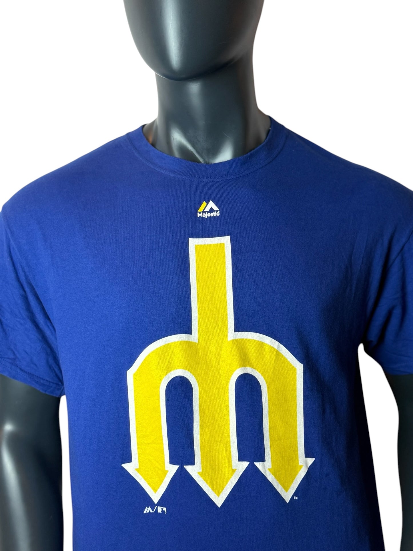 Seattle Mariners T Shirt Blue Retro MLB Style Vintage Look Size L