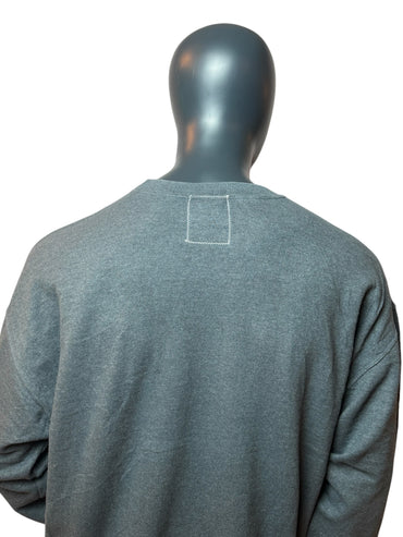 Sweat-shirt ras du cou graphique vintage gris imprimé style natif streetwear coton taille XL
