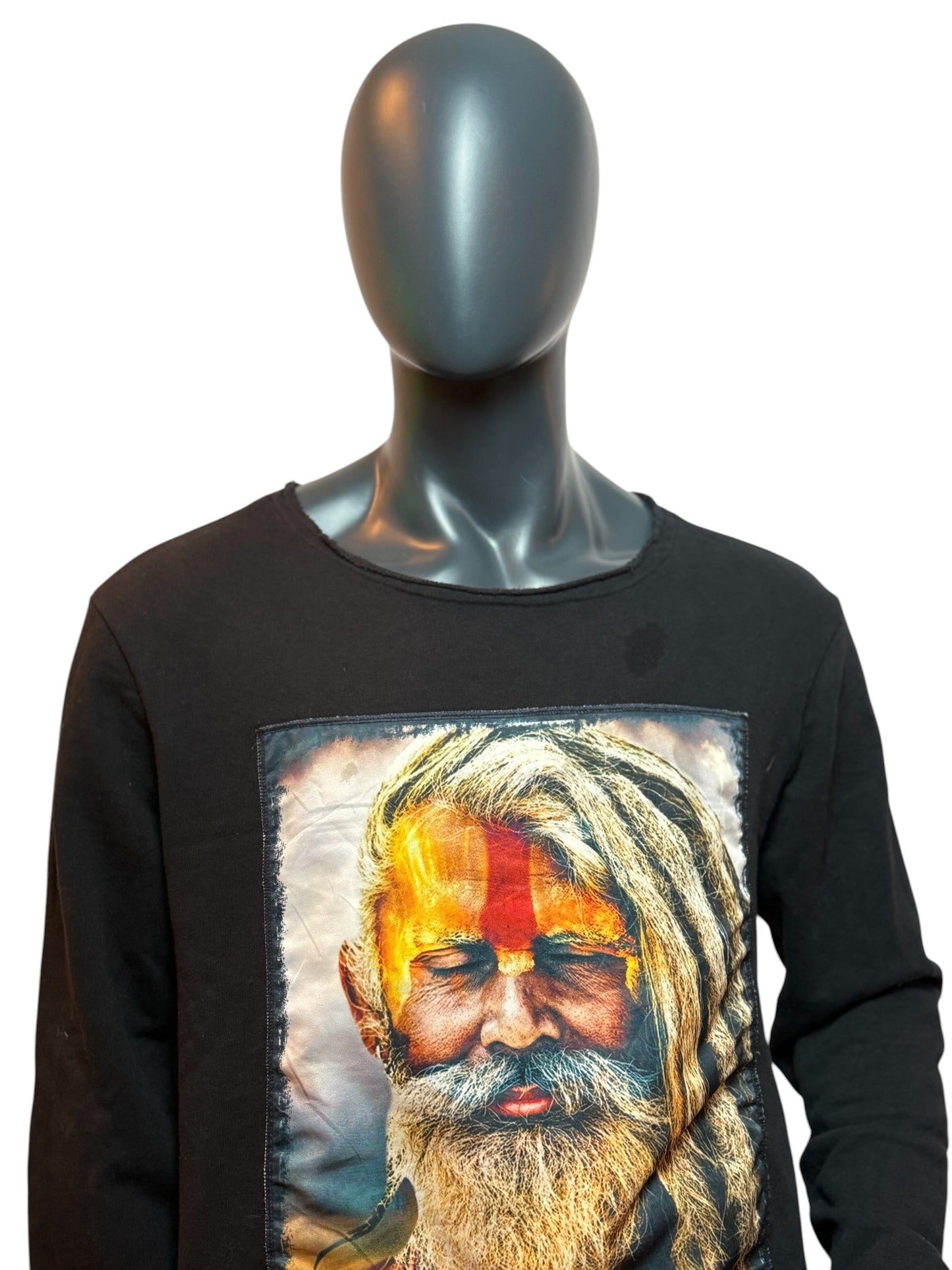 Vintage Graphic Longsleeve Schwarz Satisfied Print Spiritual Streetwear Size XL