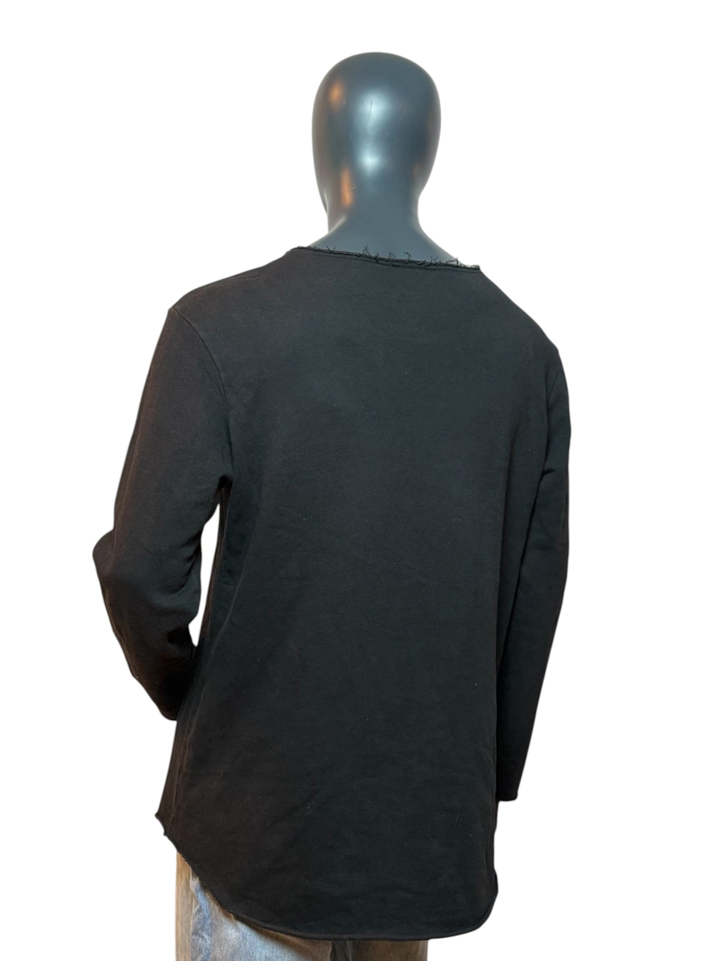 Vintage Graphic Longsleeve Schwarz Satisfied Print Spiritual Streetwear Size XL