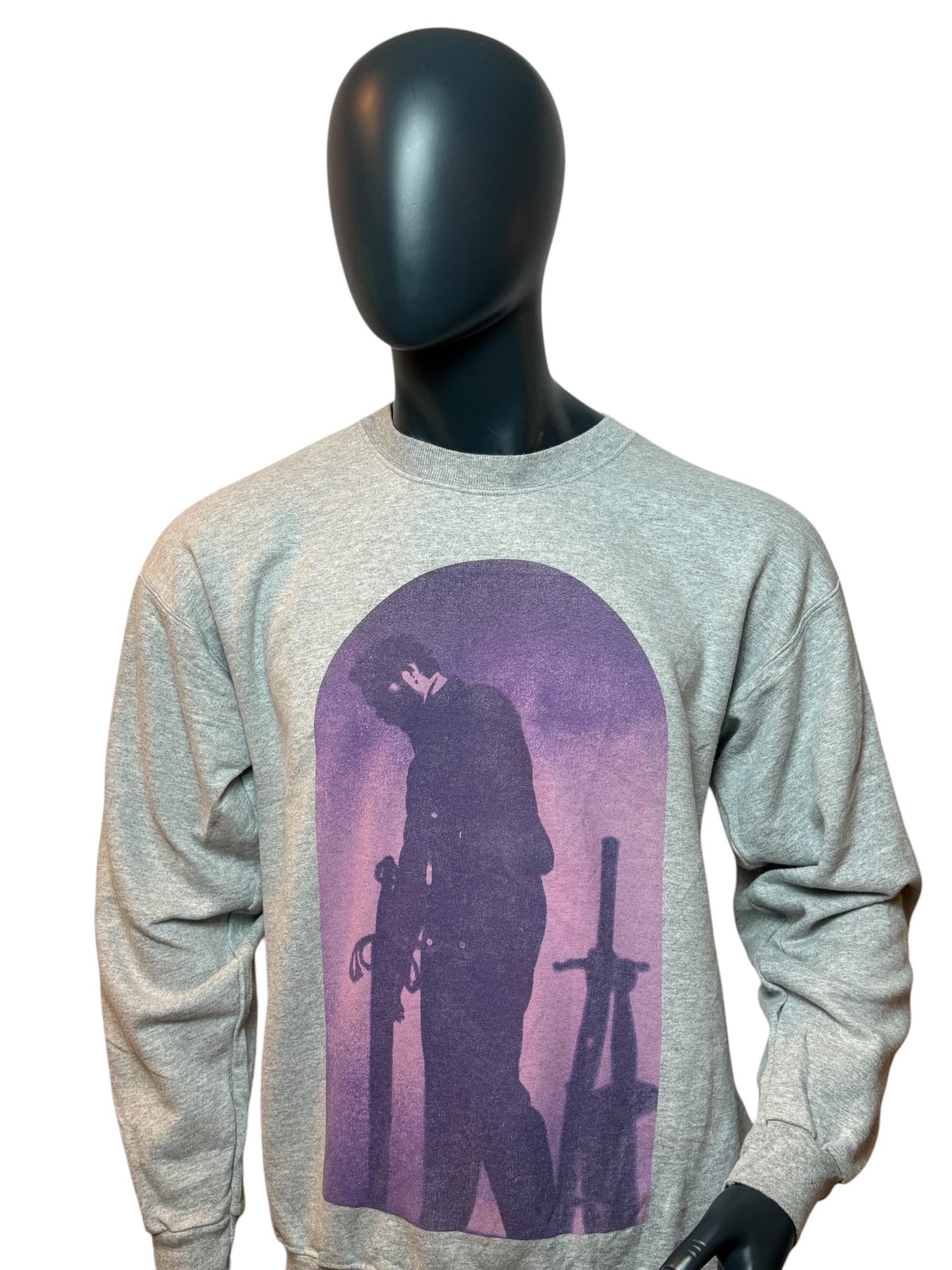 Vintage Tour Crewneck Grau Purple Graphic Print Front & Back Streetwear Size M