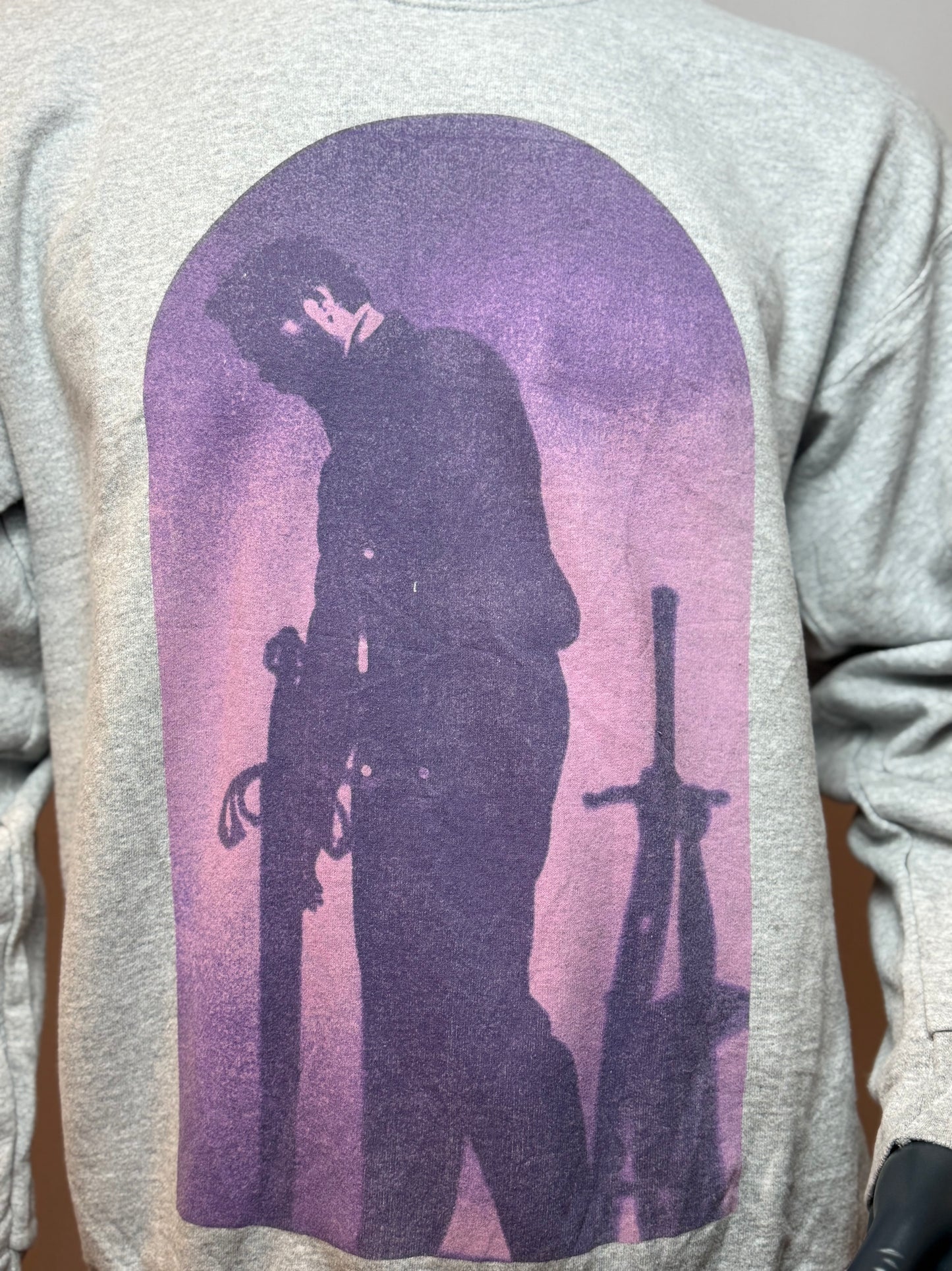 Vintage Tour Crewneck Grau Purple Graphic Print Front & Back Streetwear Size M