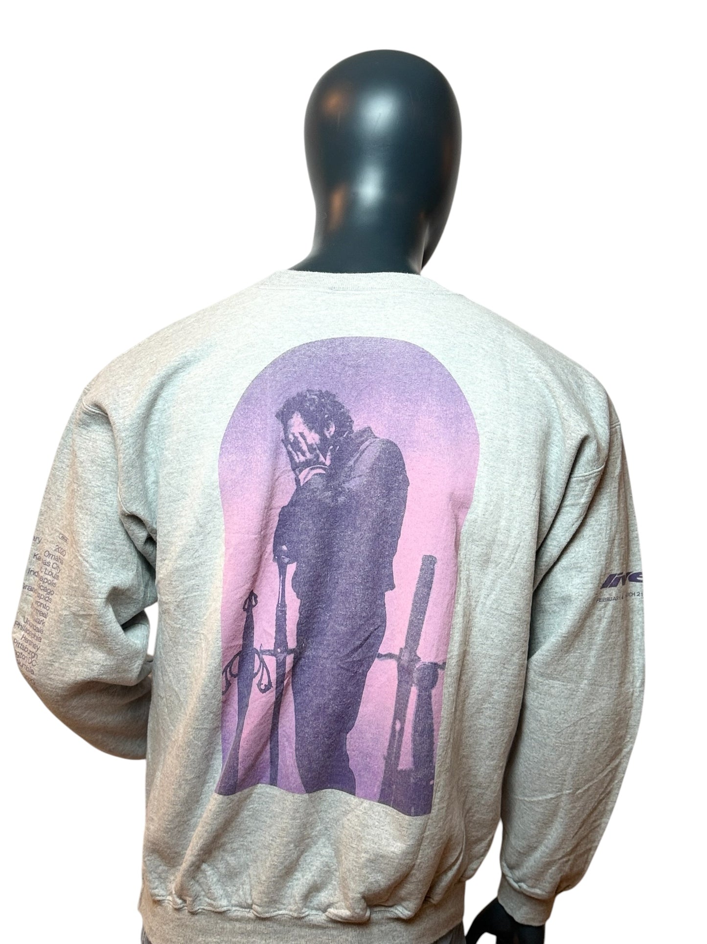 Vintage Tour Crewneck Grau Purple Graphic Print Front & Back Streetwear Size M