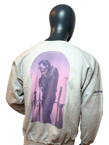 Tour Vintage Col Rond Gris Imprimé Graphique Avant & Arrière Streetwear Taille M