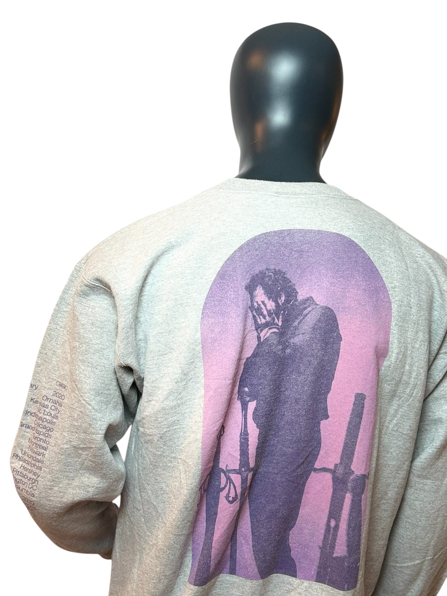 Vintage Tour Crewneck Grau Purple Graphic Print Front & Back Streetwear Size M