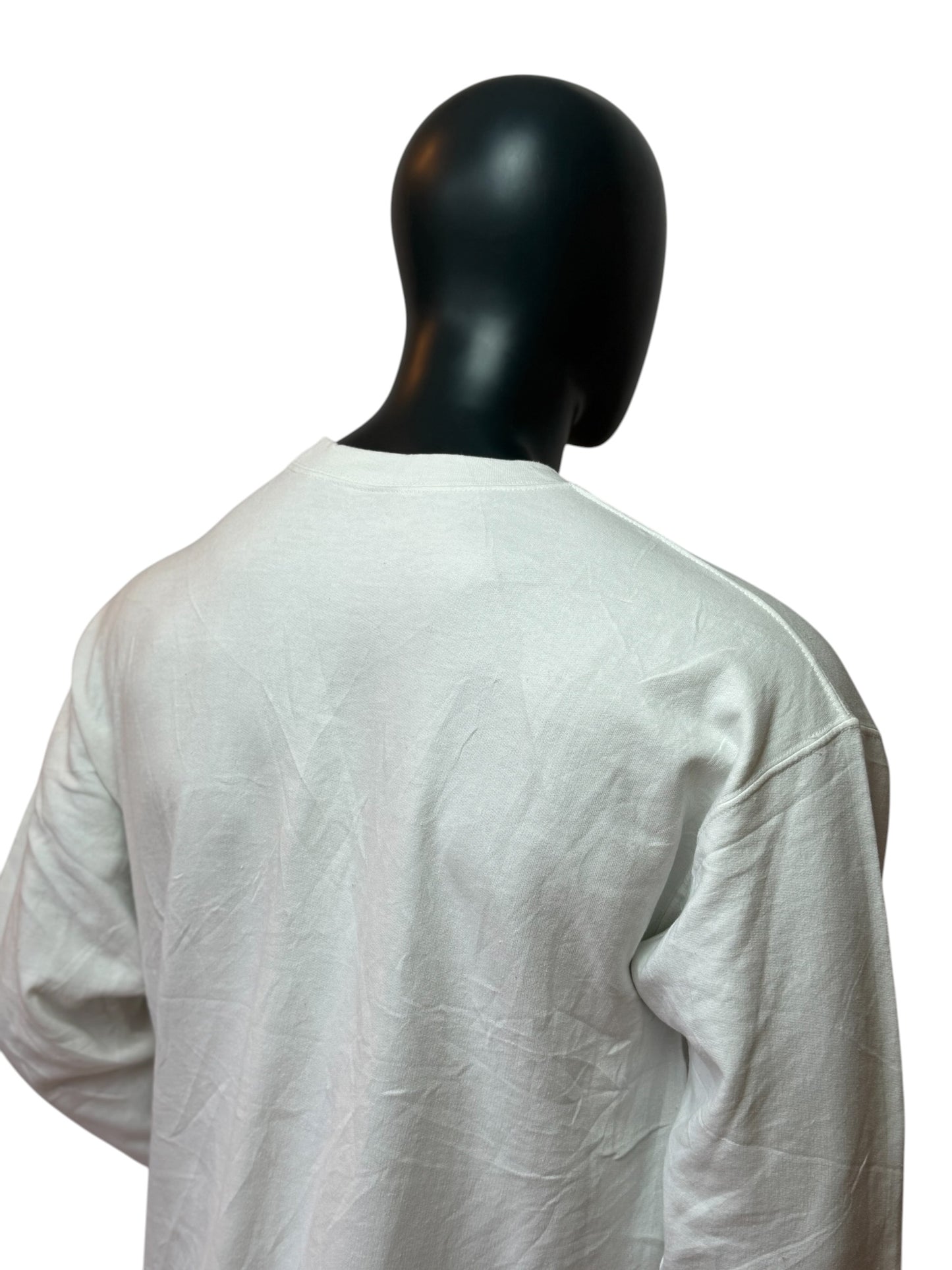 Vintage Statue Graphic Crewneck Weiß “Ad Astra Per Aspera” Minimal Streetwear Size L